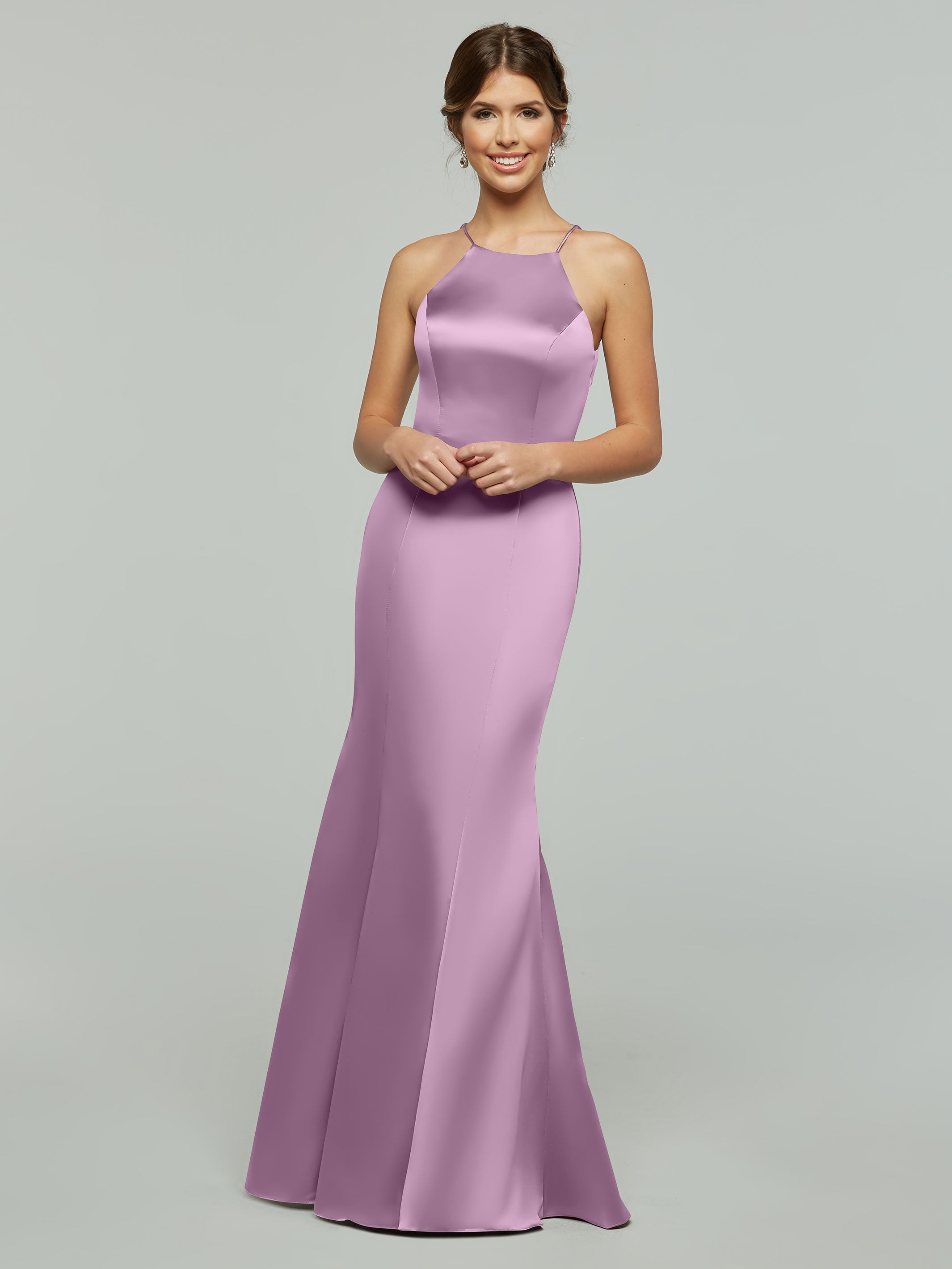 Elegant Mermaid Satin Bridesmaid Dress with Halter Neckline - Perfect for Weddings, Prom & Formal Events - Style #80071