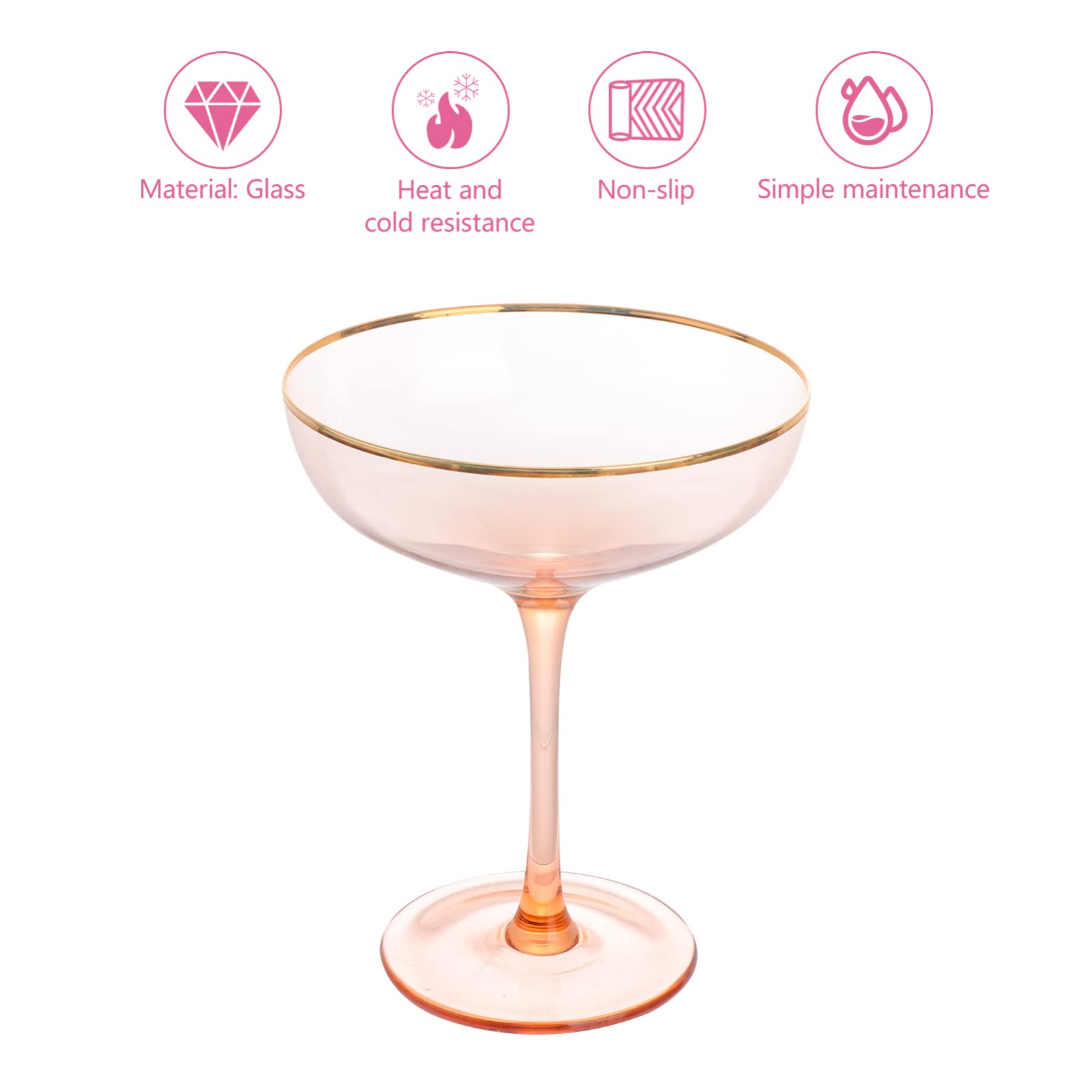 11 Oz Clear Glass Margarita Glasses - Set of 4 Crystal Highball Cocktail Cups for Frozen Drinks, Pink Coupe Bar Glasses (320ml) - Perfect for Parties, Weddings & Home Bars