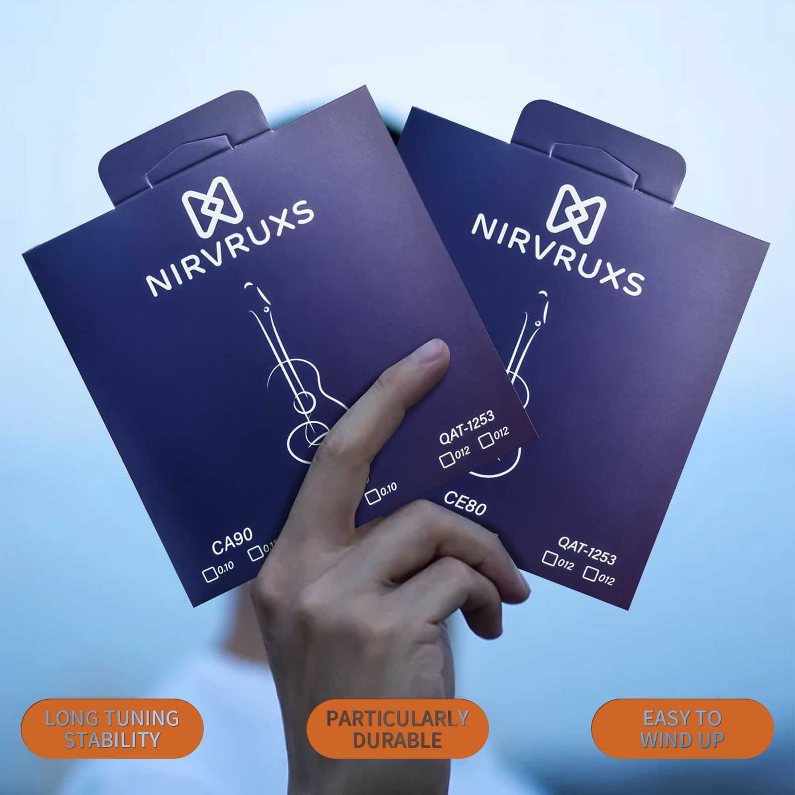 Nirvruks Acoustic Guitar Strings - Lightweight Hex Steel Core with Brass Winding, 0.012