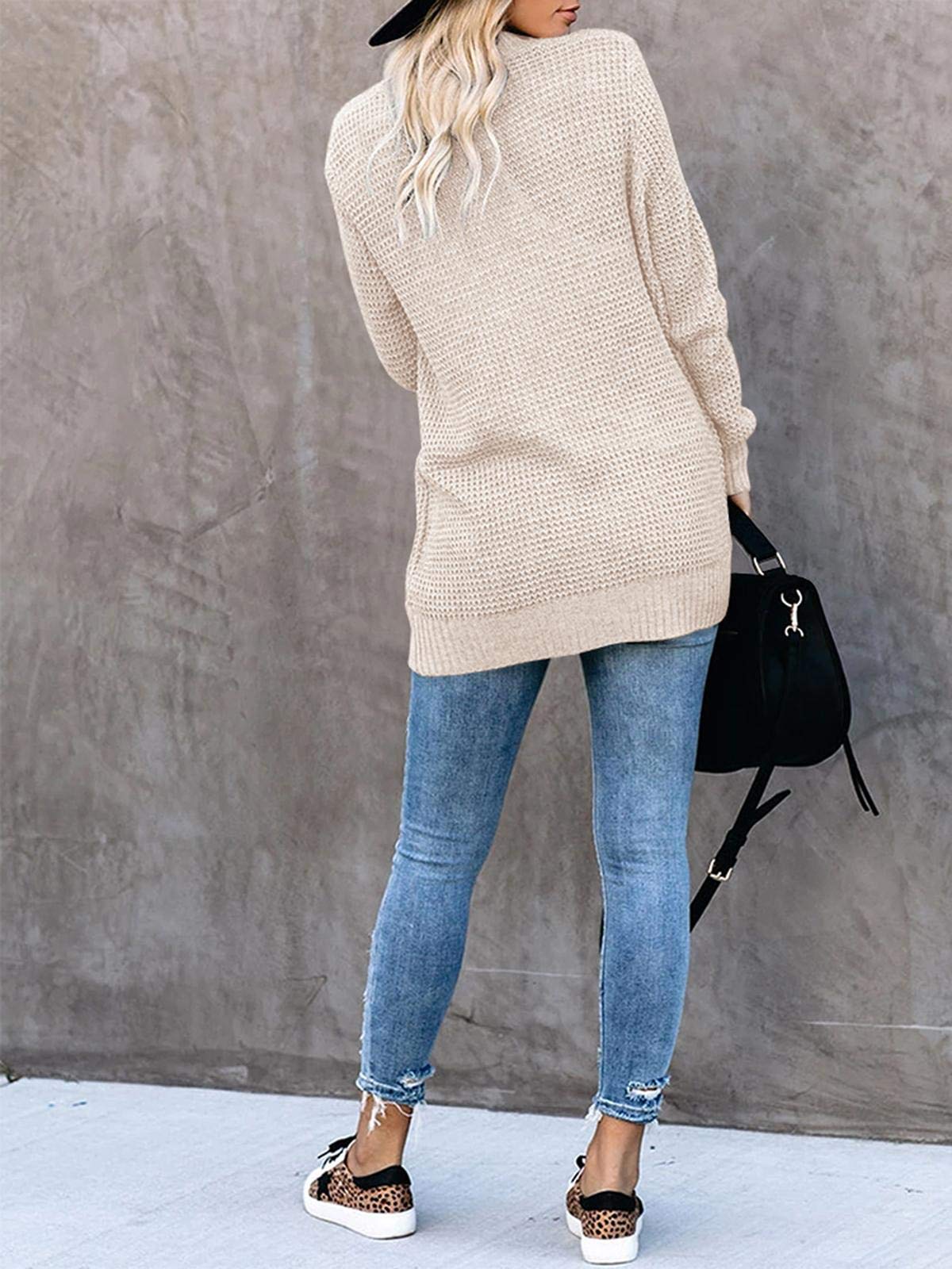 Women's Lightweight Open Front Cardigan - Long Sleeve Loose Knit Sweater Coat with Pockets | Soft Casual Wear for Fall, Spring & Layering | Perfect for Office, Travel & Home Comfort