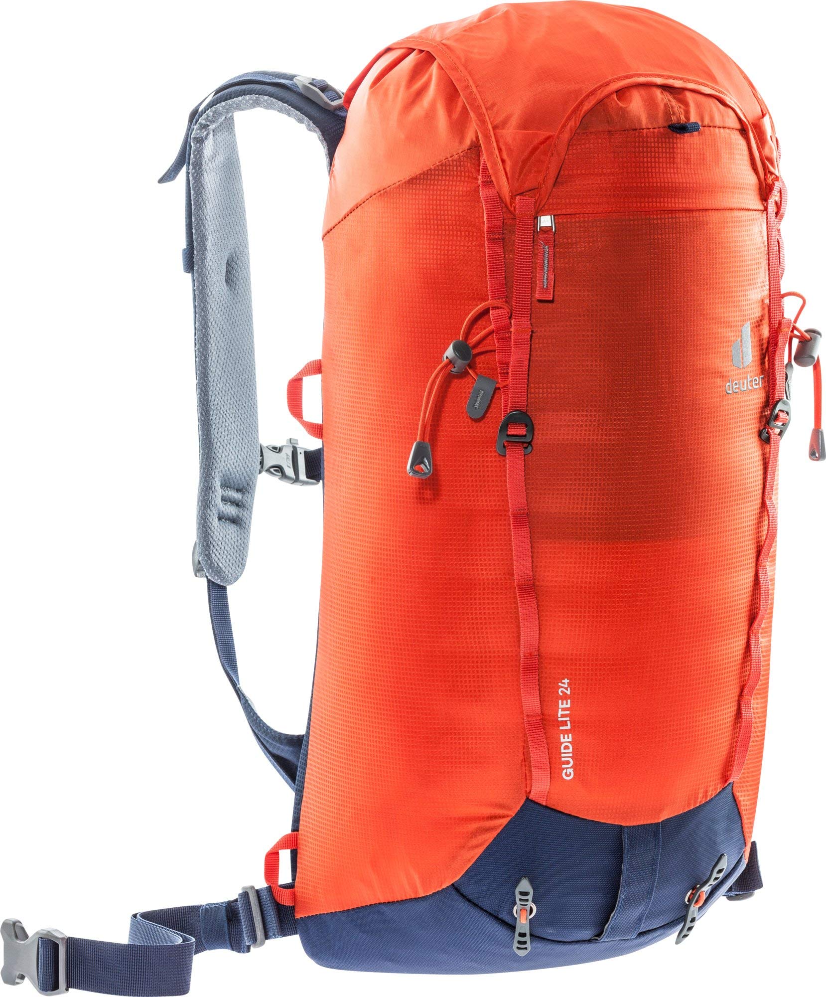 Deuter Guide Lite 24L Unisex Hiking Backpack - Lightweight Alpine Climbing Pack for Men & Women (Papaya-Navy) - Perfect for Day Hikes, Camping & Outdoor Adventures