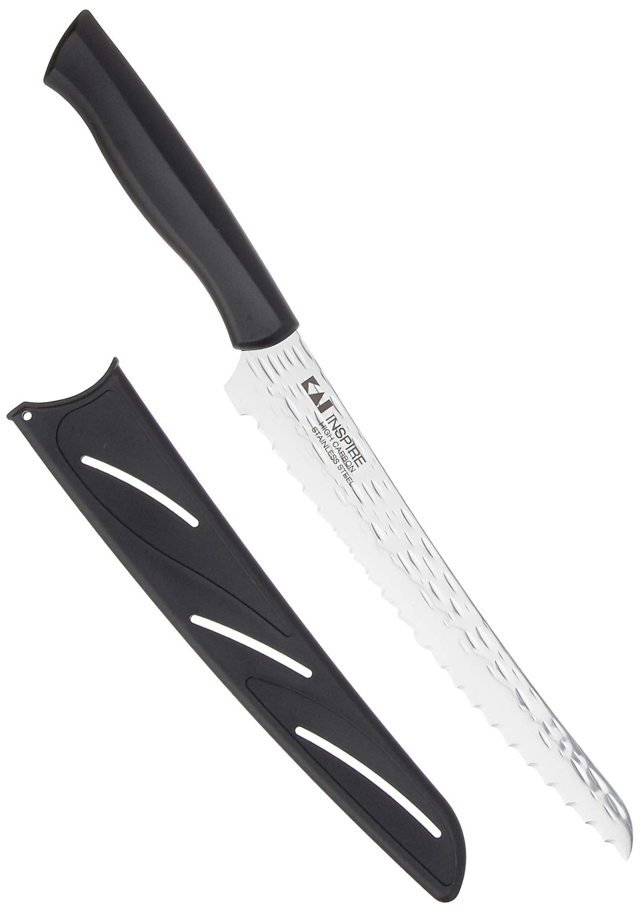 Kai Inspire 9-Inch Bread Knife with Hammered Finish - Sharp Silver Blade for Slicing Bread, Cakes & Pastries - Perfect for Home Baking & Professional Kitchens