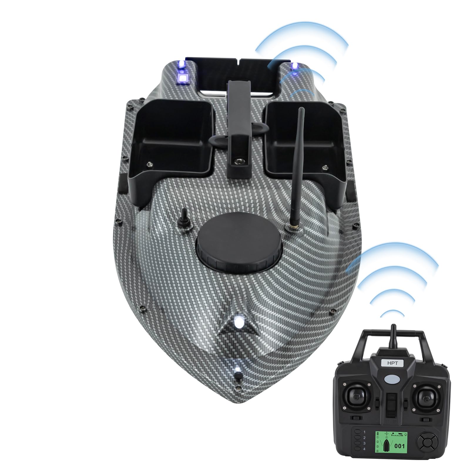 52W 10000RPM GPS Bait Boat with 5200mAh Battery | 1968ft Remote Control RC Fishing Boat | 4.4lbs Lightweight Design with Route Calibration | Perfect for Lake, River & Saltwater Fishing (Grey)