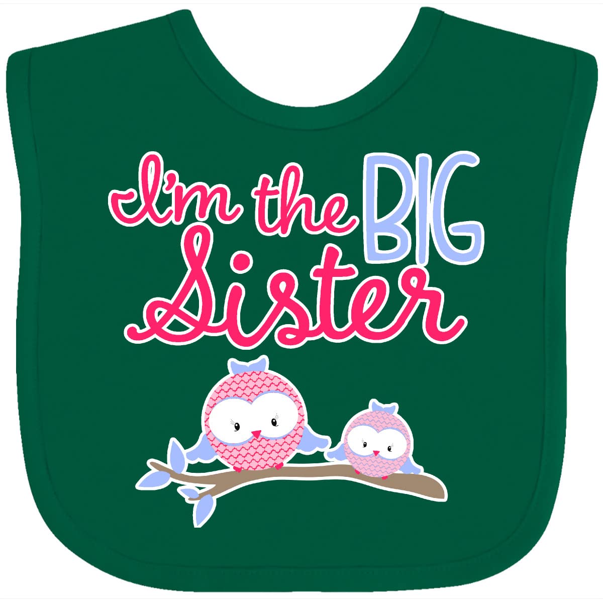 Inktastic Big Sister Owls Baby Bib - Adorable Owl Design for Toddlers - Perfect for Feeding, Mealtime, and Photo Shoots