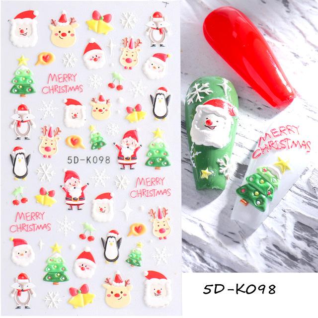 5D Christmas Nail Art Stickers - Festive Holiday Nail Decals for Parties, Gifts & DIY Manicures | Self-Adhesive Nail Stickers for Women & Girls