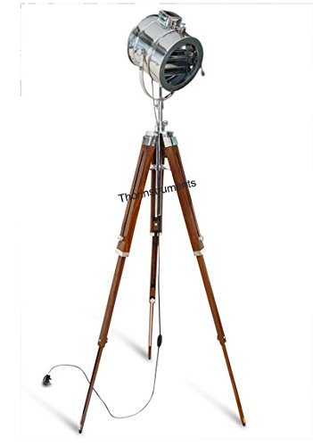 Vintage Rustic Stage Designer Floor Spotlight with Heavy Duty Tripod Stand - Adjustable Searchlight Lamp for Home Decor, Theater, and Events - Perfect Gift for Lighting Enthusiasts