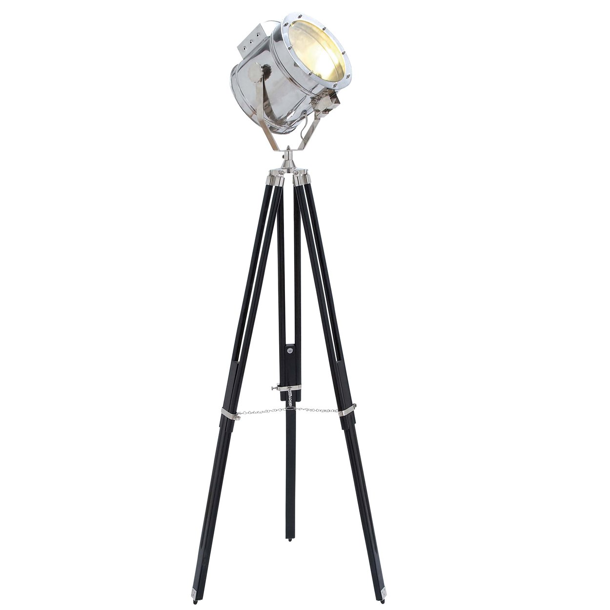 Urban Designs Movie Studios Floor Prop Spotlight with Tripod Lamp in Silver - Professional Lighting for Film Sets, Photography Studios & Home Theater Decor