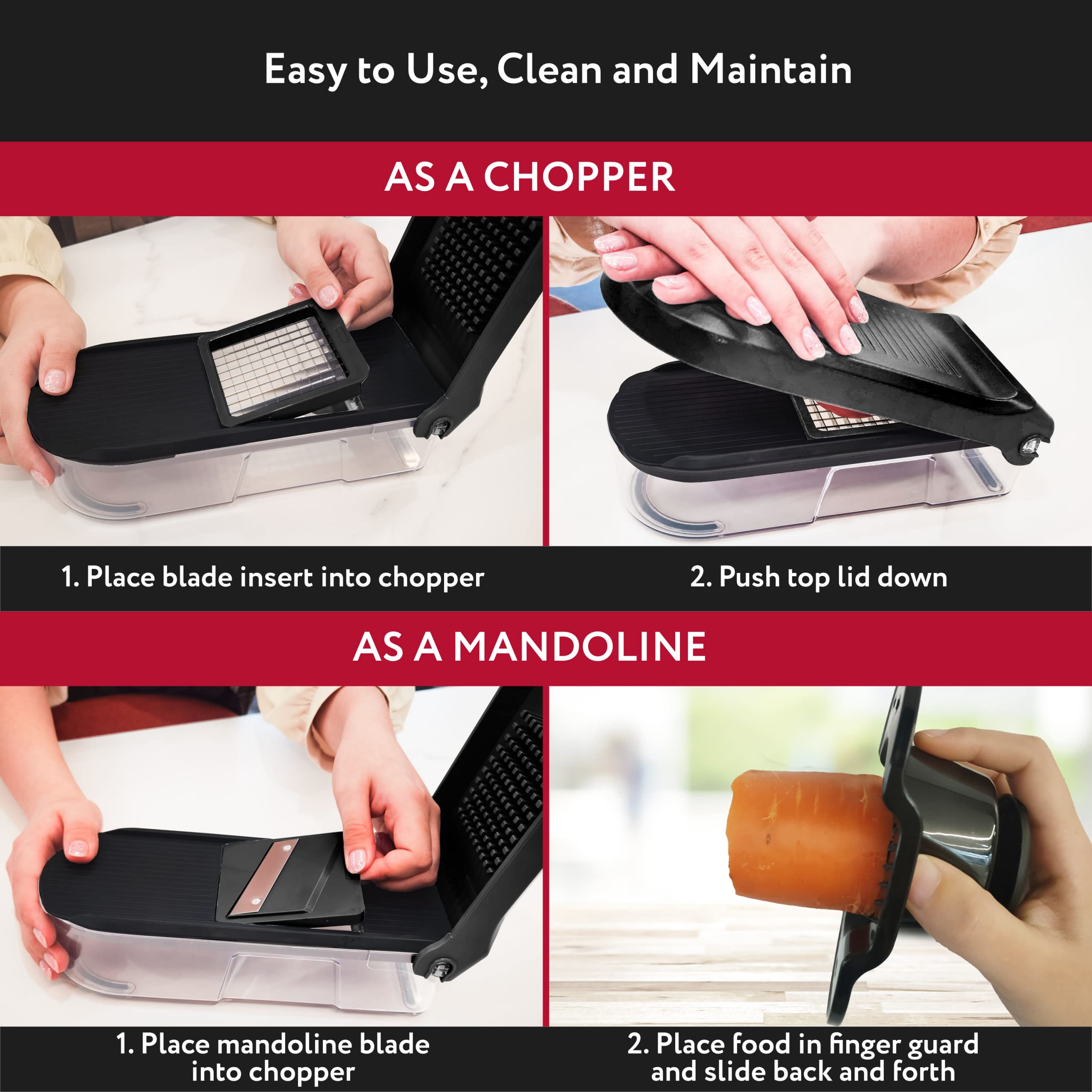 Fullstar 6-in-1 Vegetable Chopper & Mandoline Slicer with Cheese Grater - Food Chopper with Container - Kitchen Gadgets & Home Essentials (Black) - Perfect for Meal Prep, Salad Making & Quick Cooking