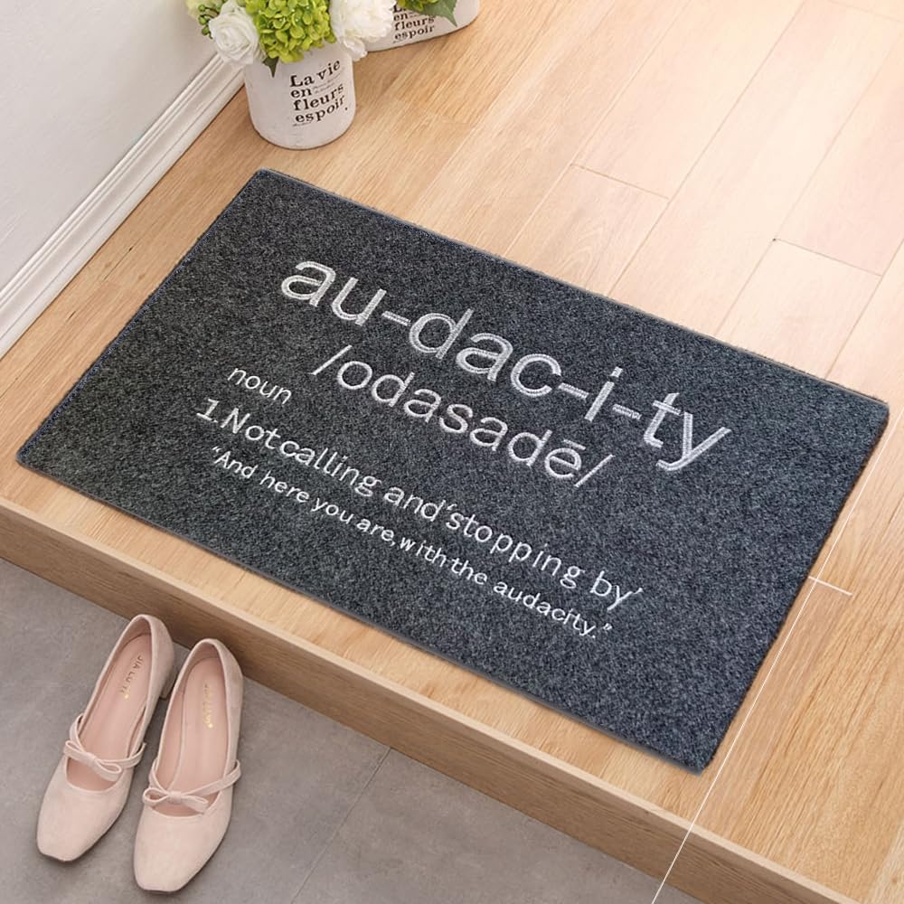 Funny Black Audacity Doormat - Non-Slip Rubber Backing Welcome Mat for Front/Back Door (30x18 Inches) - Perfect for Indoor/Outdoor Entryway, Porch & Patio Use