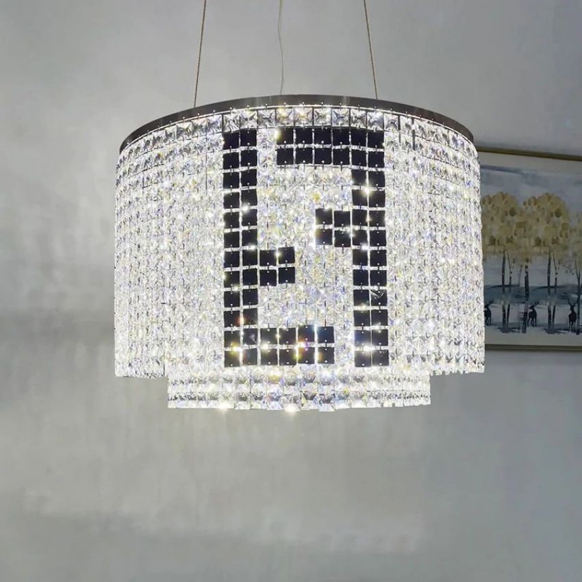 Fandi Round Crystal Chandelier - Elegant Modern Ceiling Light Fixture for Dining Room, Bedroom & Living Room Decor
