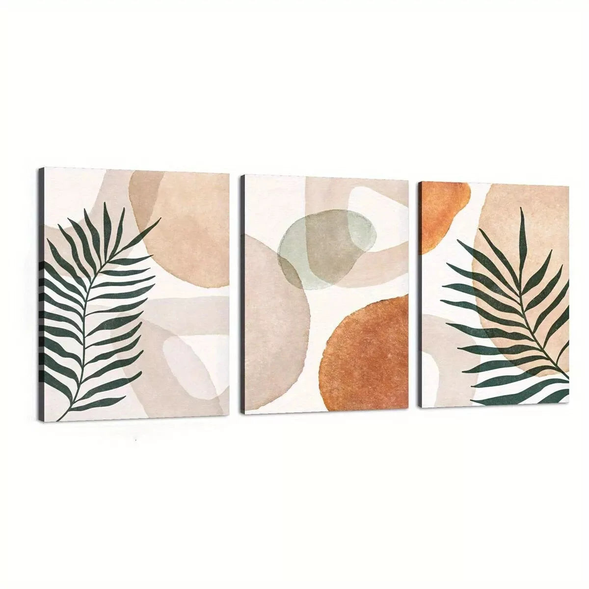 3-Piece Abstract Wall Art Set - Warm Neutral Tones Canvas Framed Paintings 50x70cm | High Quality Australian Made Ready-to-Hang Decor for Living Room, Bedroom & Office