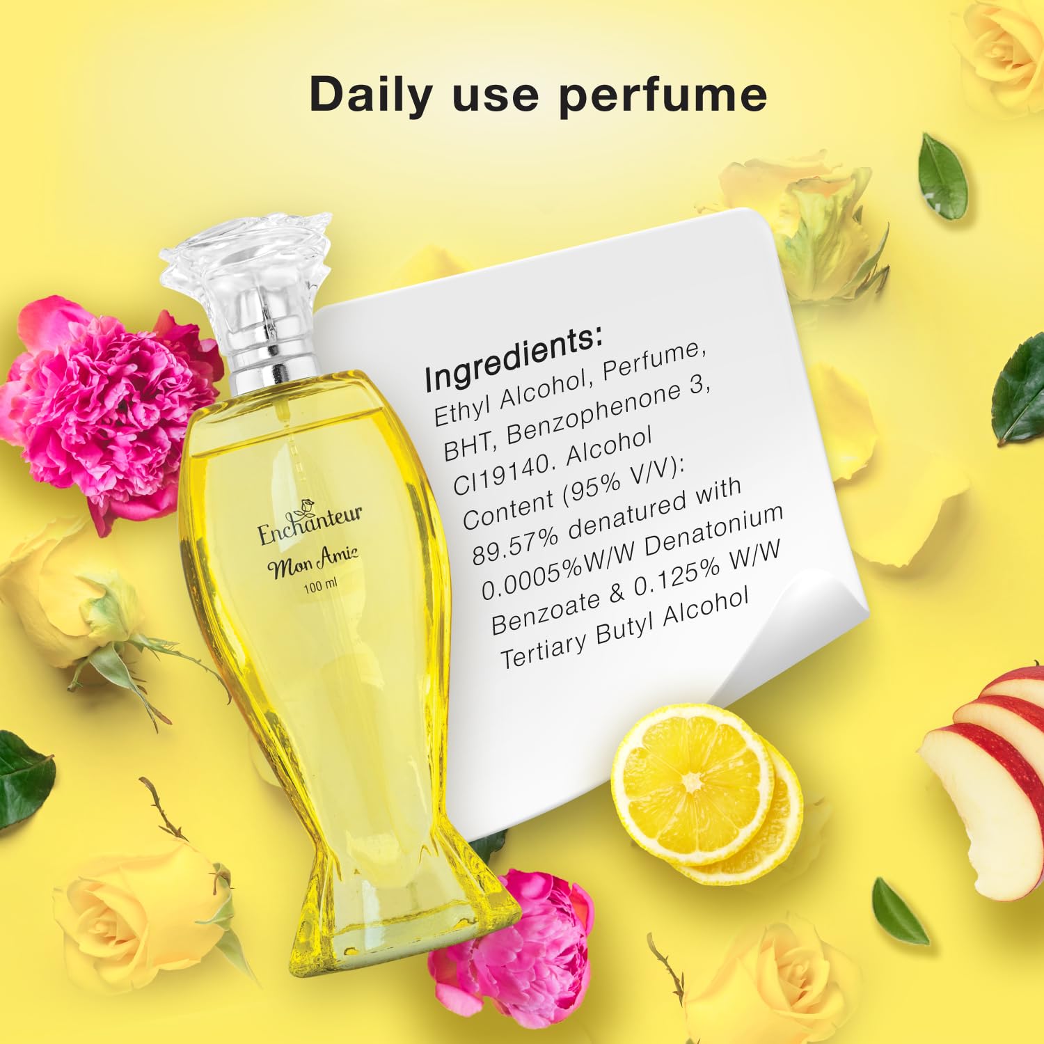 Enchanteur Mon Amie Liquid Lemon Perfume for Women - 100ml Fresh Citrus Fragrance | Long-Lasting Eau de Toilette | Perfect for Daily Wear, Office & Special Occasions
