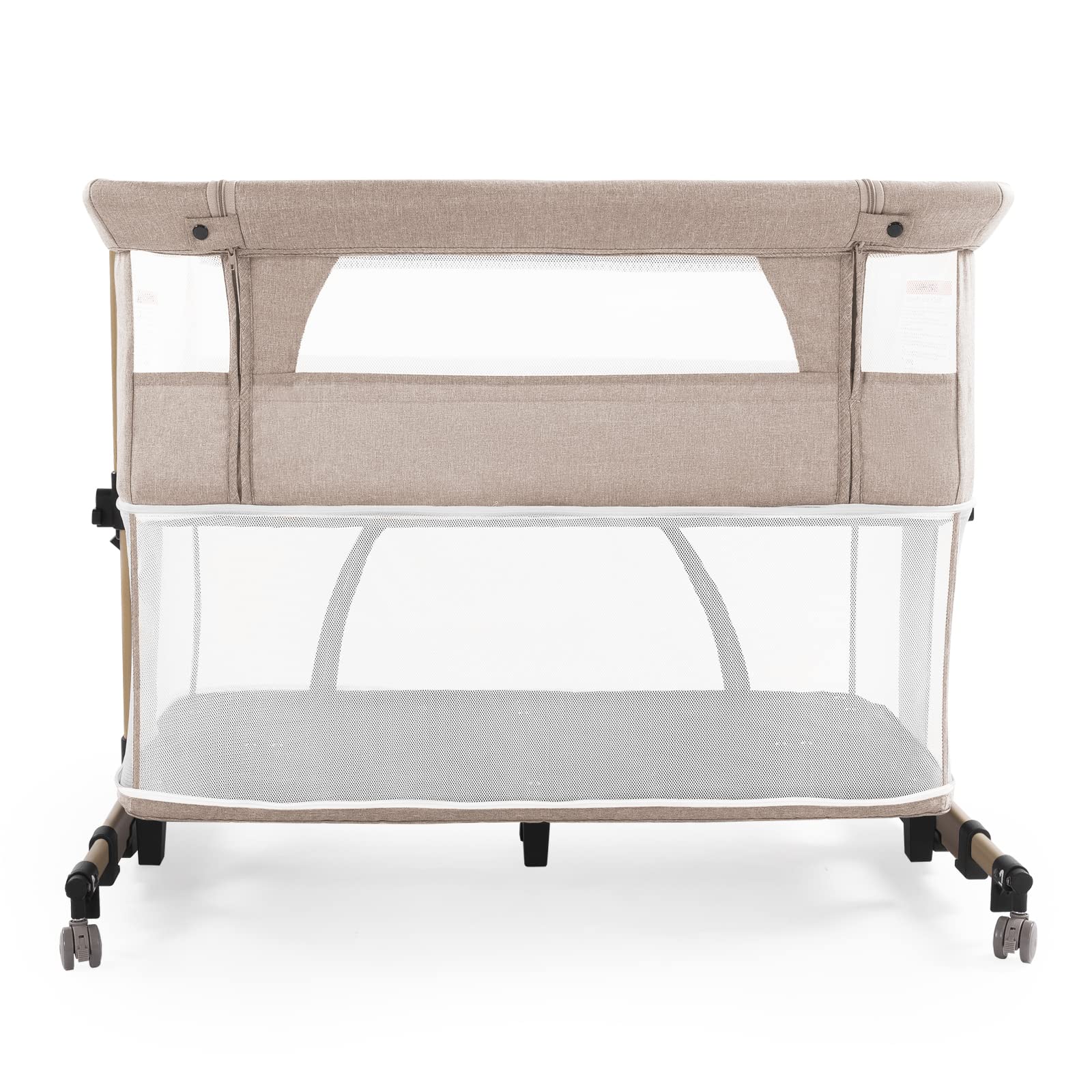 **Adjustable Baby Crib & Bassinet for Newborns & Infants - Portable Beige Nursery Bed for Co-Sleeping & Travel**    *(Perfect for Home, Nursery, or On-the-Go Comfort!)*