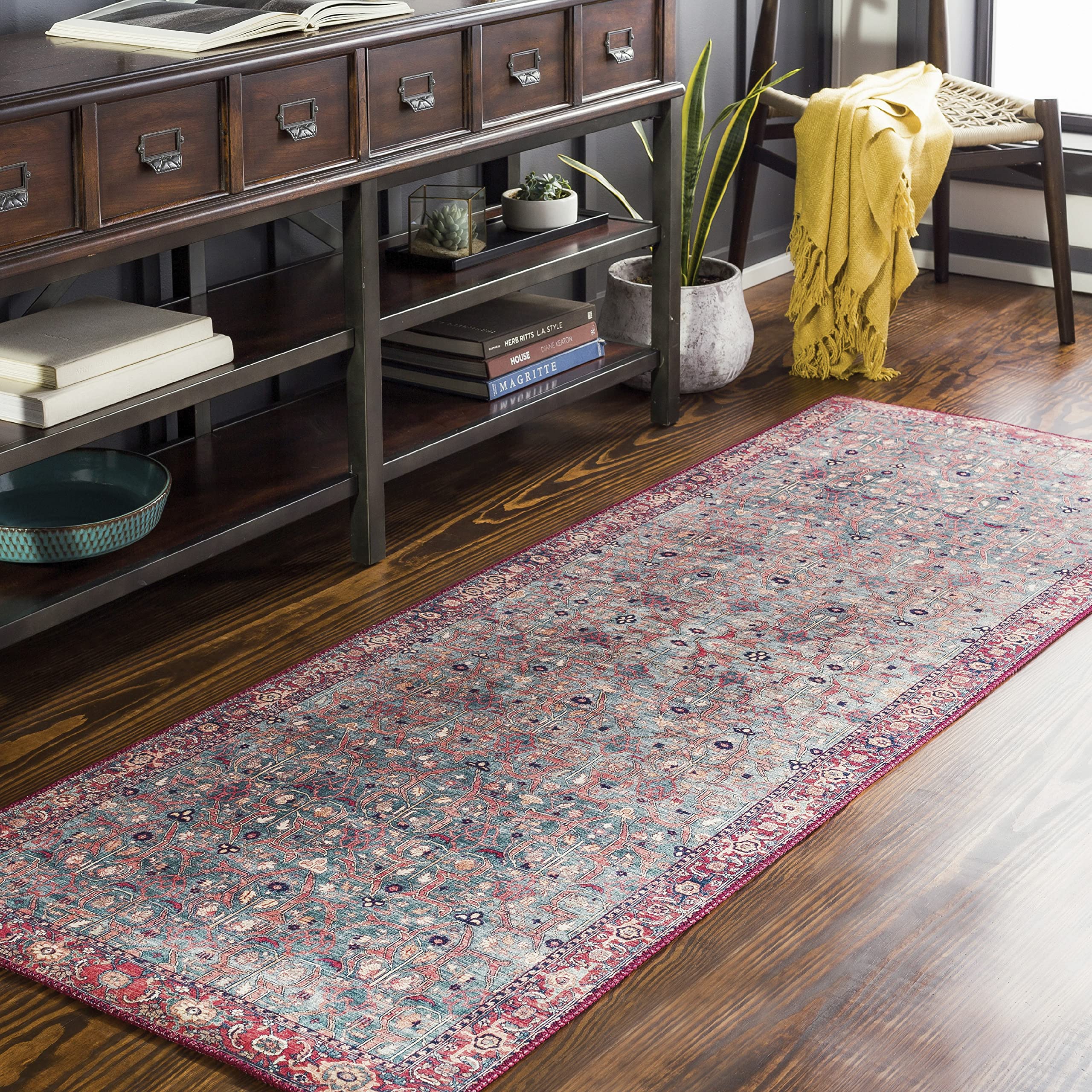 Mark&Day Traditional Bright Orange Runner Rug 2'6