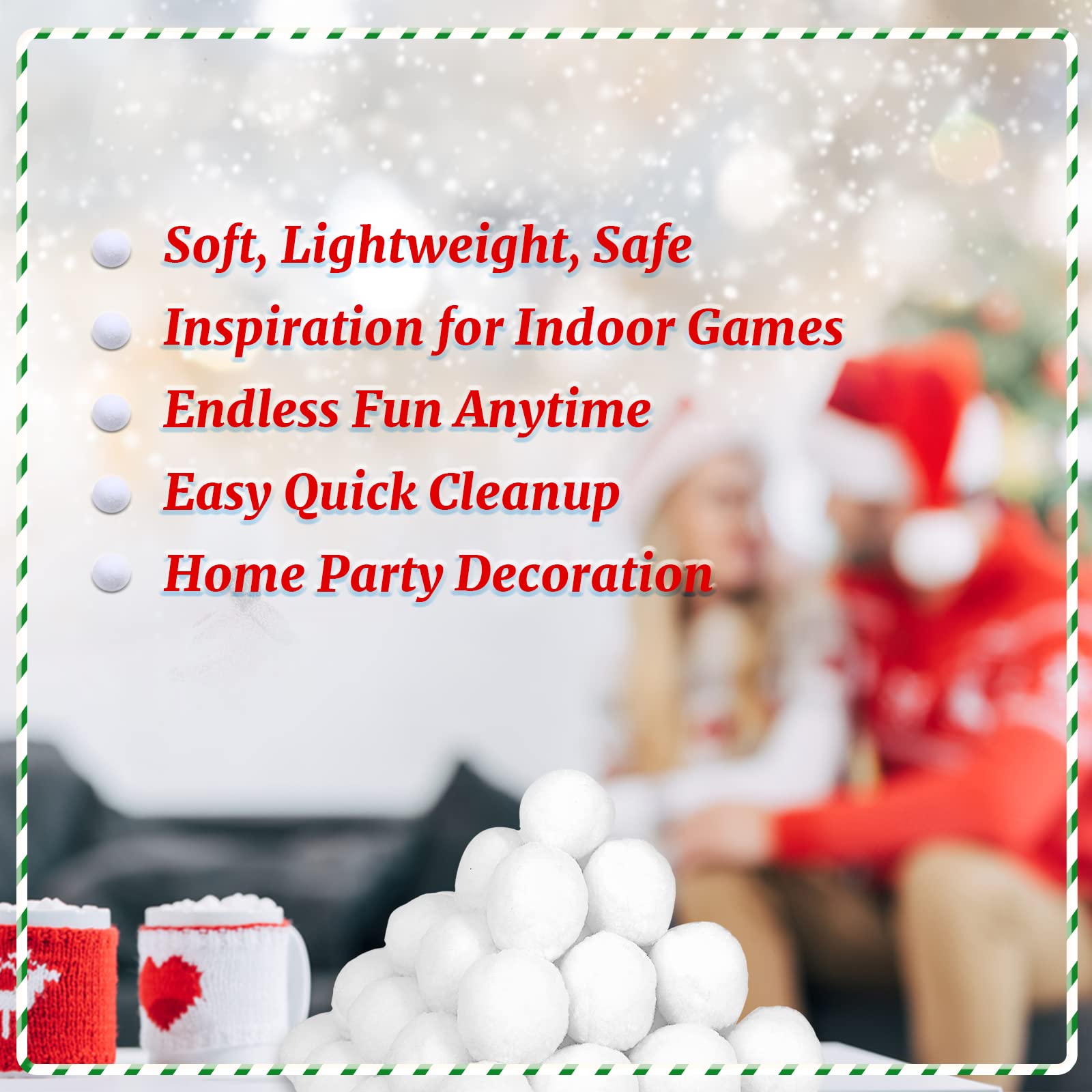 20 Pack Soft Fake Snowballs for Kids - 3 Inch Indoor & Outdoor Christmas Snowball Fight Toys - Safe Winter Holiday Toss Game for Family Fun & Party Activities