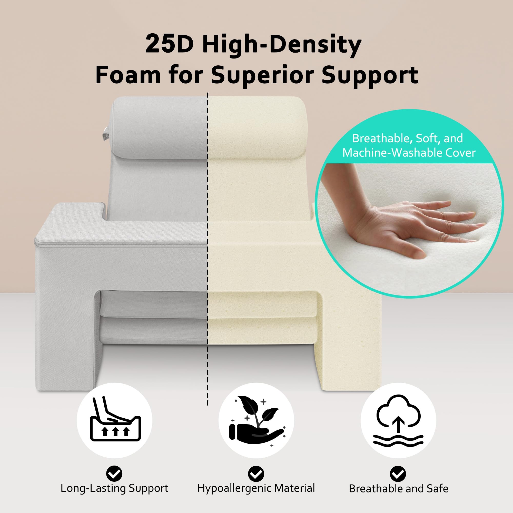 Adjustable Reading Pillow for Adults - 4PCS Bed Chair Pillow with Pockets for Reading, Gaming, Watching TV & Relaxing in Bed, Couch or Floor - 16