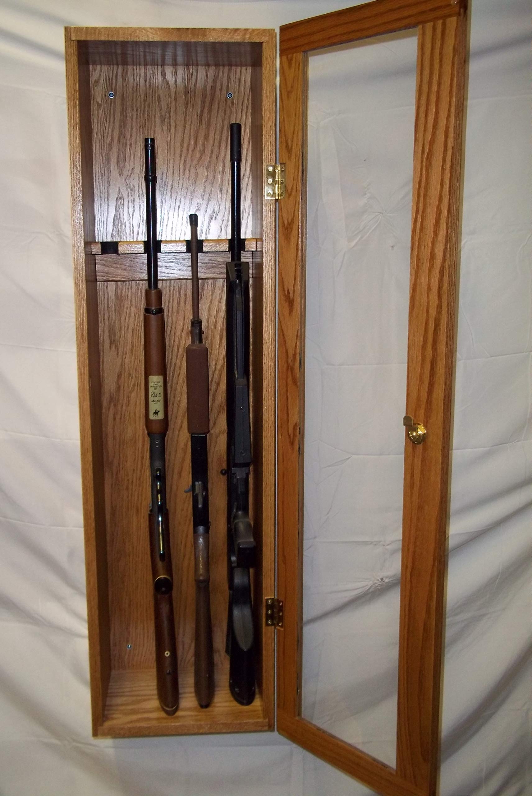 Red Oak Gun Cabinet - Secure Storage for 4 Rifles | Perfect for Home, Office & Hunting Lodge Gun Safety