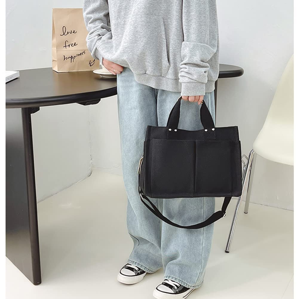 Valleycomfy Large Canvas Tote Bag for Women - Stylish Shoulder Hobo Handbag with Multiple Pockets, Perfect for Work, Shopping & Travel | Casual Purse Satchel for Everyday Use