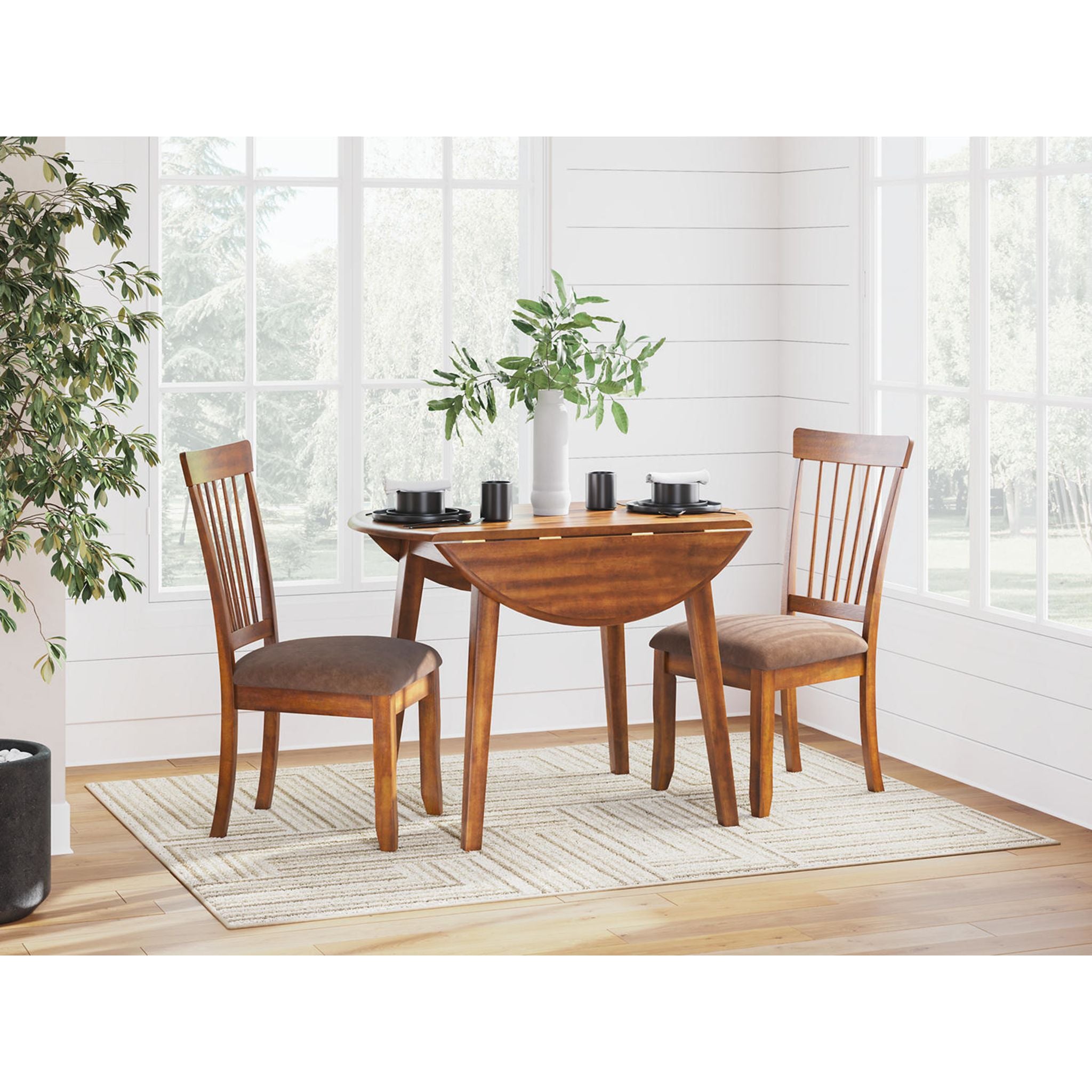 Berringer Drop Leaf Table - Rustic Brown Finish - Extendable Dining Table for Small Spaces - Perfect for Apartments, Kitchens & Dining Rooms (D199 15)