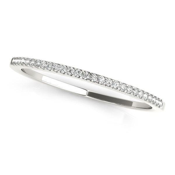 14K White Gold Slim Round Pave Set Wedding Band (1/10 CTTW) - Elegant Diamond Ring for Women, Engagement, Anniversary & Bridal Jewelry Gift