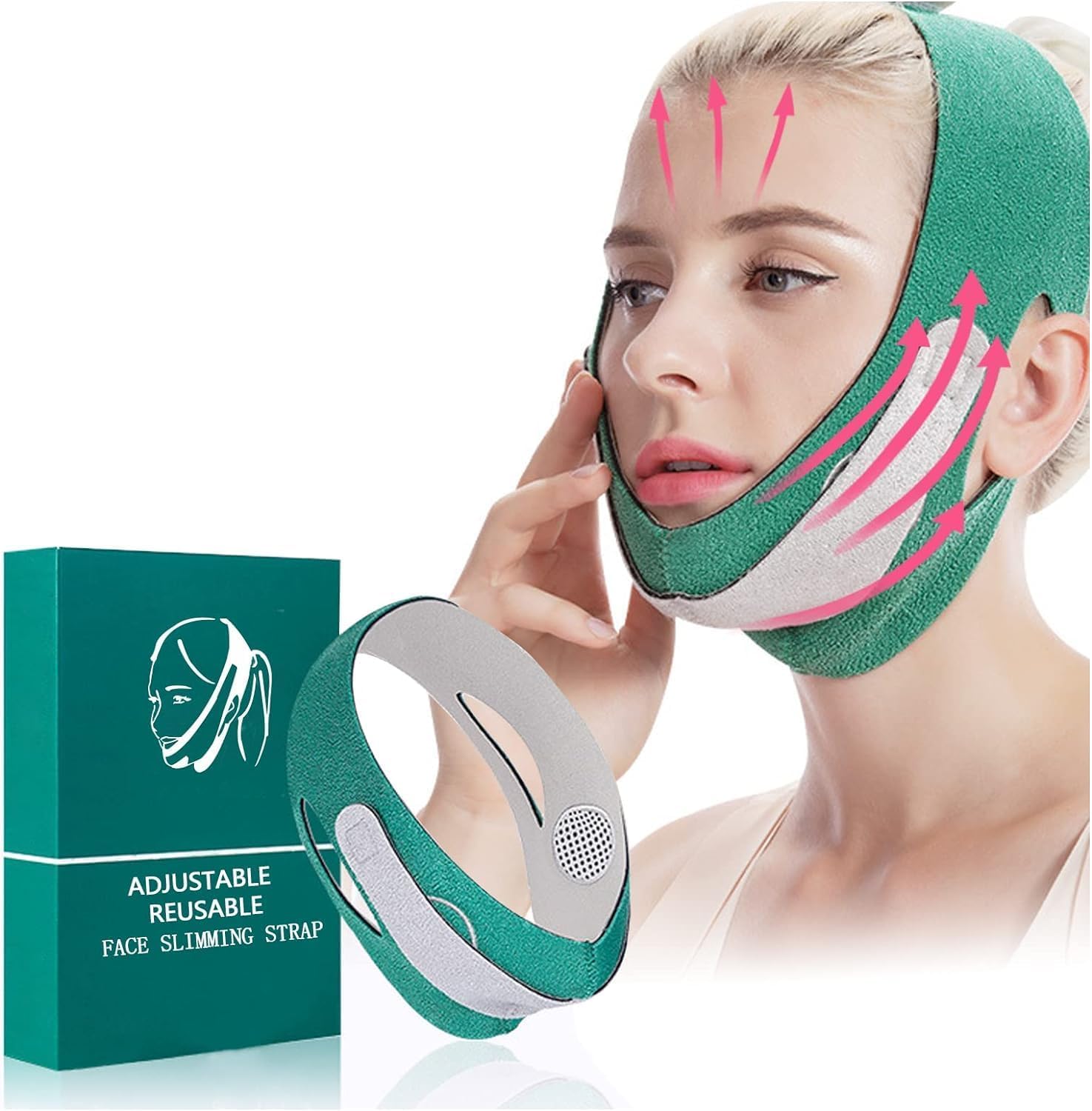 FORGEOG V-Shape Face Slimming Belt - Double Chin Reducer & Anti-Wrinkle Mask for Men & Women - Breathable Contouring Face Lift Band for Slimming, Firming & V-Line Lifting - Perfect for Home Use, Spa Treatments & Facial Yoga Sessions (QZ-13)