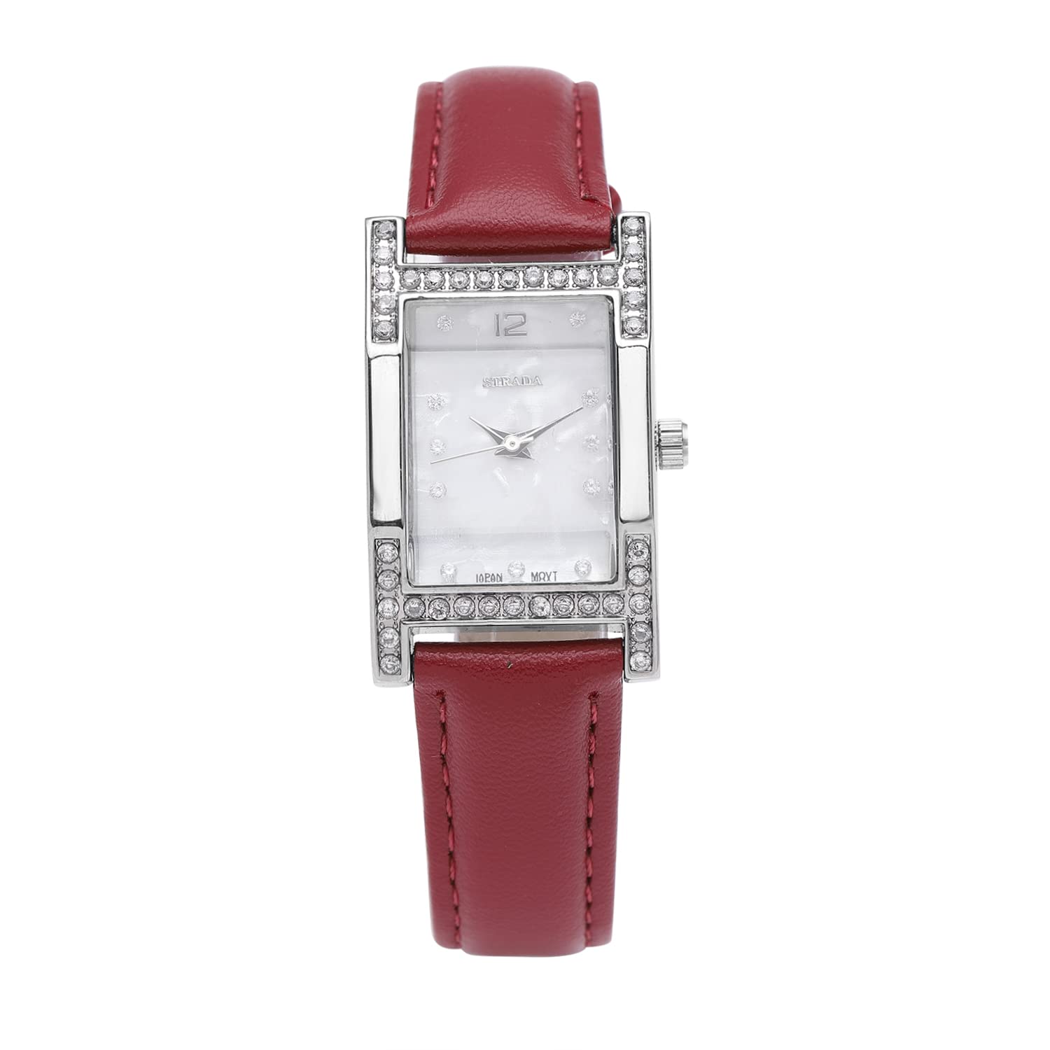 Shop LC Strada Gold-Tone Cubic Zirconia Watch with Japanese Movement & Faux Leather Strap | 0.40 Ct CZ | Elegant Dress Watch for Women, Perfect for Office, Parties & Special Occasions