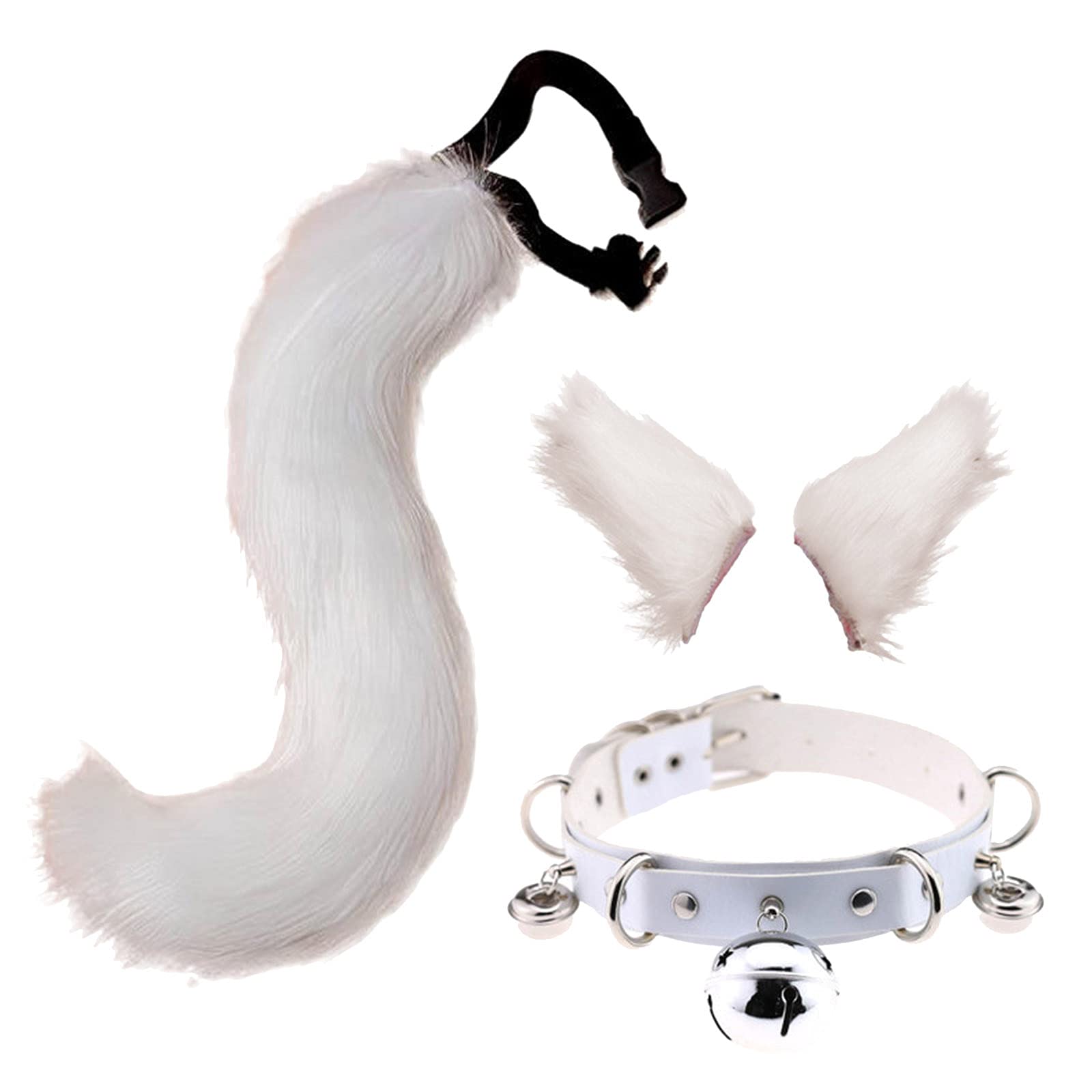 Wolf Costume Set for Halloween & Christmas - Fancy Tail, Party Gloves, Clip Ears, Body Chain & Bracelet - Perfect for Cosplay, Costume Parties & Festive Celebrations