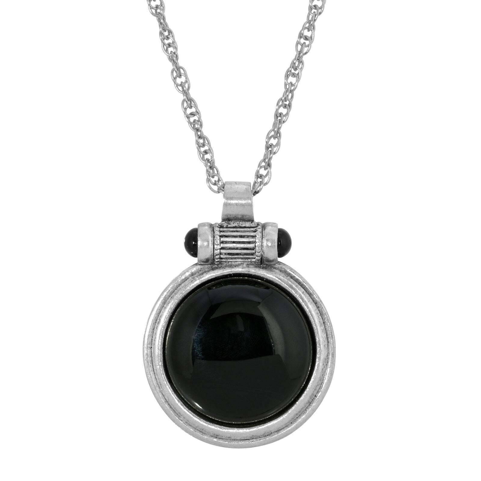 1928 Jewelry Round Cabochon Gemstone Pendant Necklace - 28mm Natural Stone Dainty Chain for Women, Perfect for Weddings, Parties & Everyday Elegance