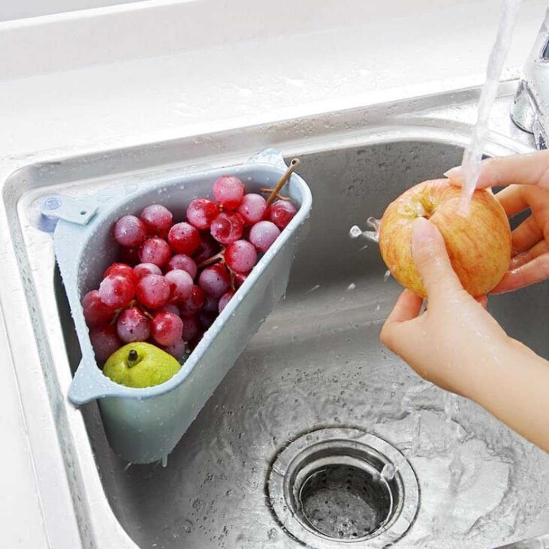 HROY Plastic Kitchen Sink Organizer - 2 Pack Grey Dish Drain Rack with Storage Basket for Sponges, Soap & Vegetables | Space Saving Sink Shelf for Small Kitchens & RV Use