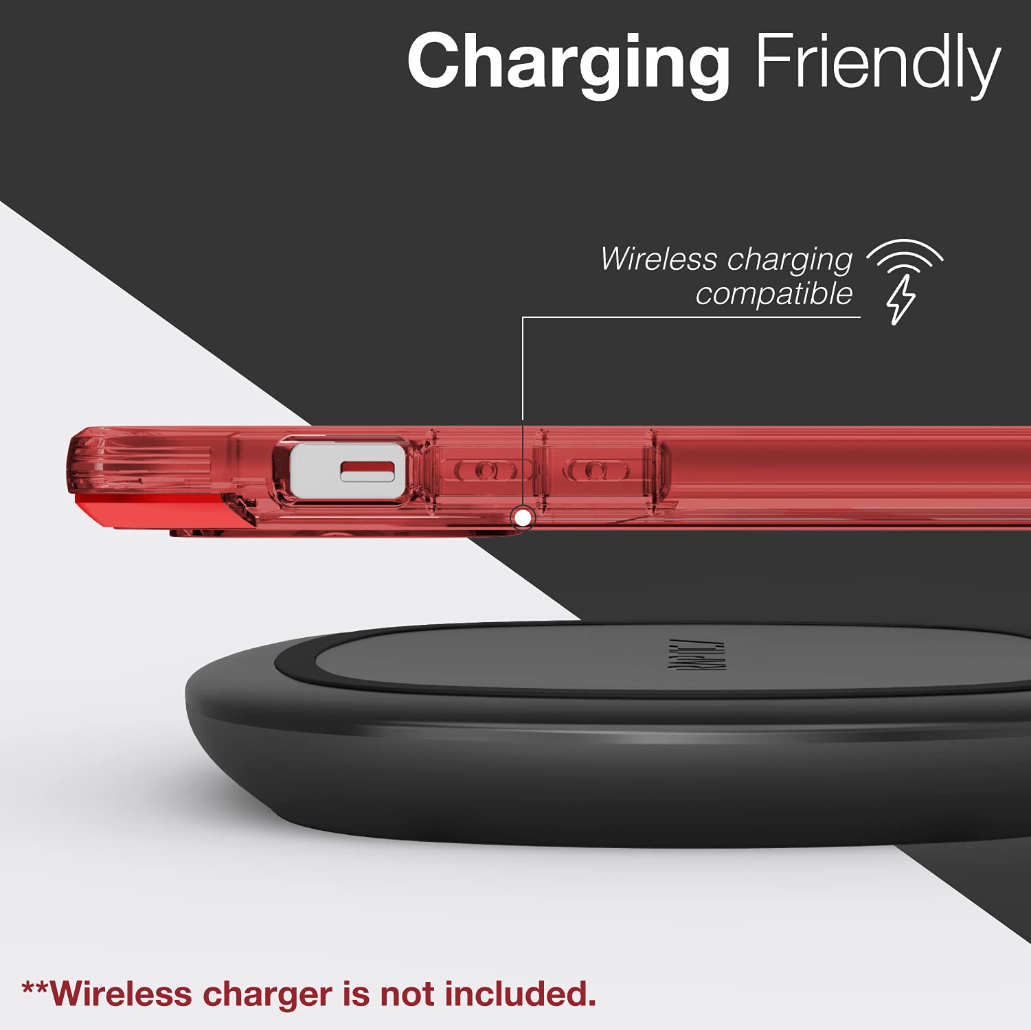 RAPTIC Air Shockproof Clear Case for iPhone 13 Pro Max - Ultra Thin Protective Cover with Aluminum Metal Bumper | Wireless Charging Compatible | 13ft Drop Protection | Perfect for Outdoor Activities & Daily Use (Red)