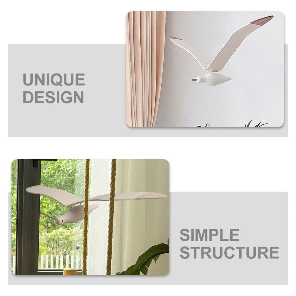 Handmade Wooden Seagull Hanging Mobile - Flying Bird Nursery Decor for Baby Room, Home, Balcony & Patio | Soothing Wind Chime for Relaxation & Baby Sleep