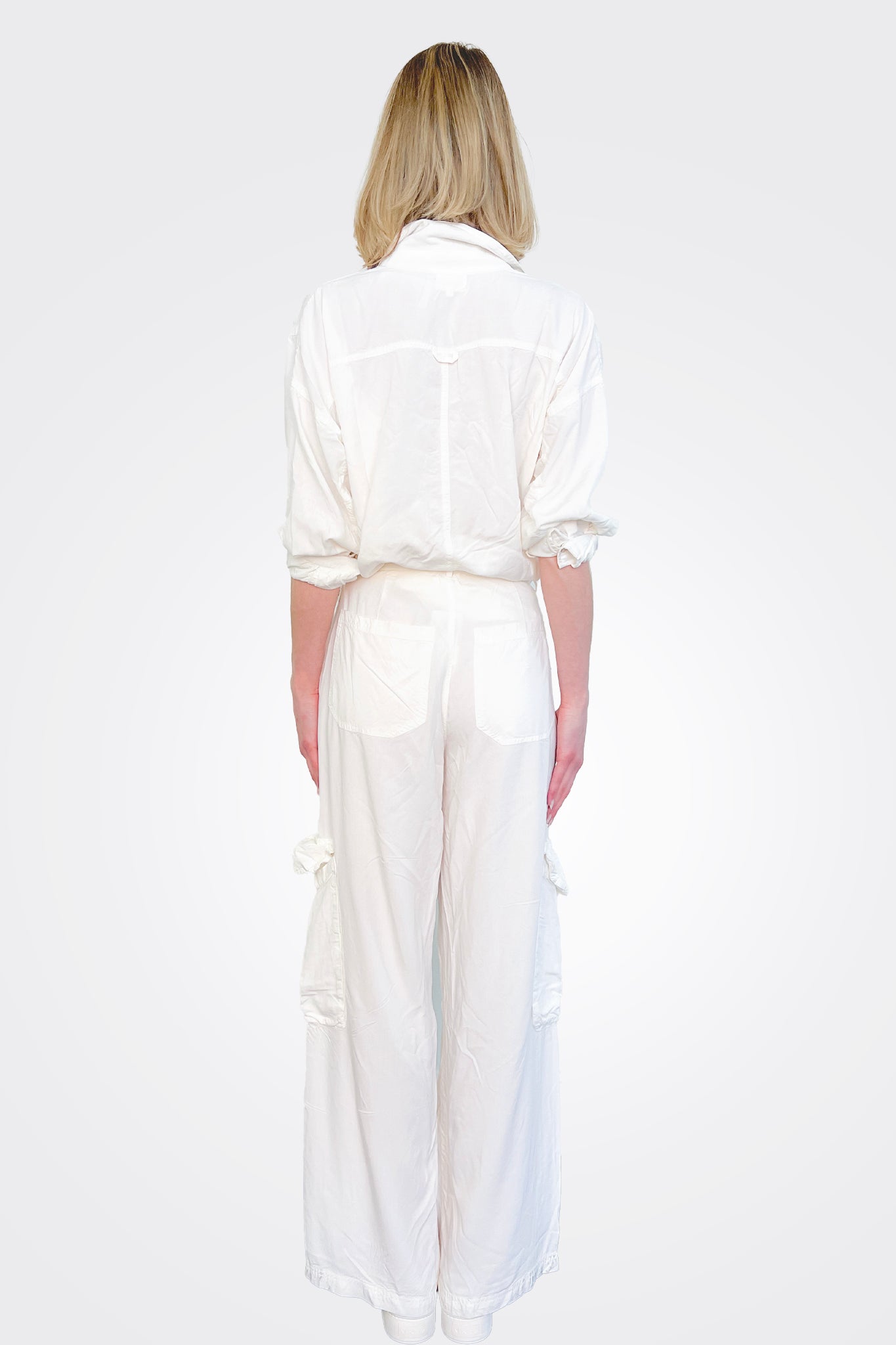 Men's White Cargo Pants with Multiple Pockets - Comfortable & Durable for Work, Hiking & Outdoor Activities