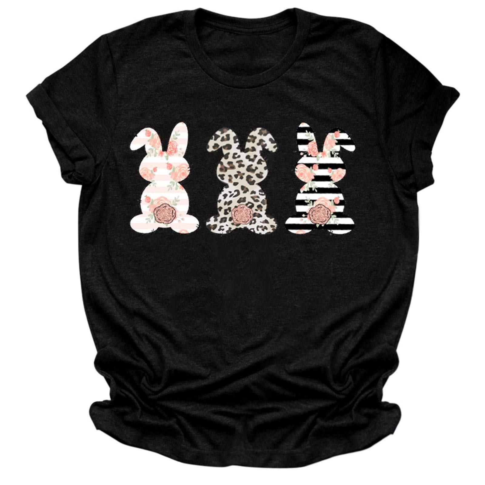 Women's Summer Crewneck T-Shirt - Casual Trendy Loose Fit Tunic Top with Sexy Short Sleeve & Graphic Print | Perfect for Beach Outings, Streetwear Fashion & Everyday Casual Wear