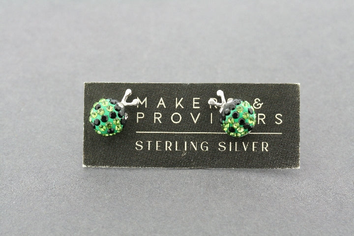 Green Crystal Ladybird Stud Earrings - Elegant & Dainty Jewelry for Women - Perfect for Parties, Weddings & Everyday Wear