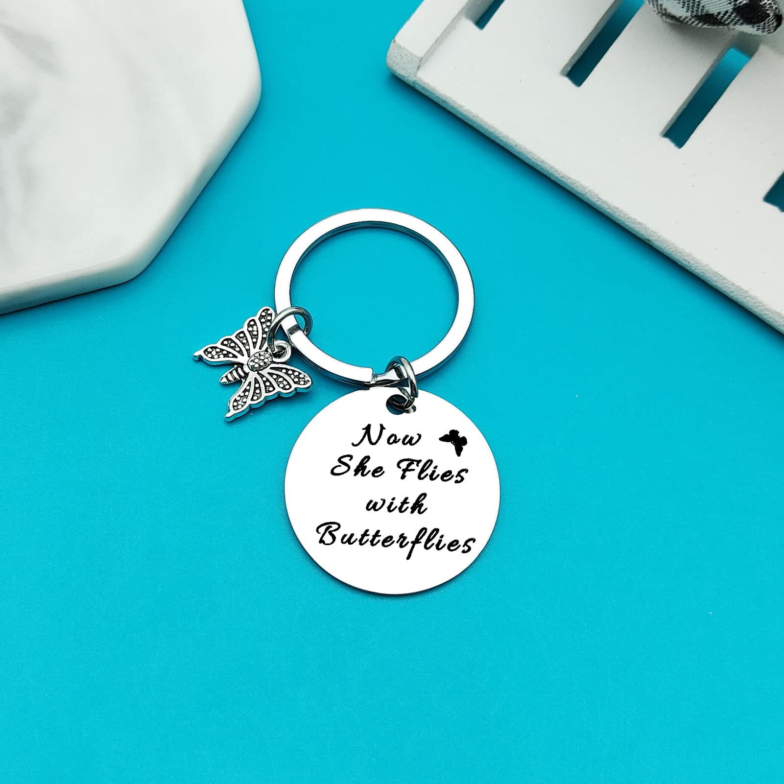Butterfly Memorial Keychain - Sympathy Gift for Loss of Loved Ones - In Memory of Mom, Grandma, Wife, Sister, Daughter or Friend - Comforting Remembrance Gift for Grieving & Healing - Perfect for Funerals, Memorials & Keepsakes