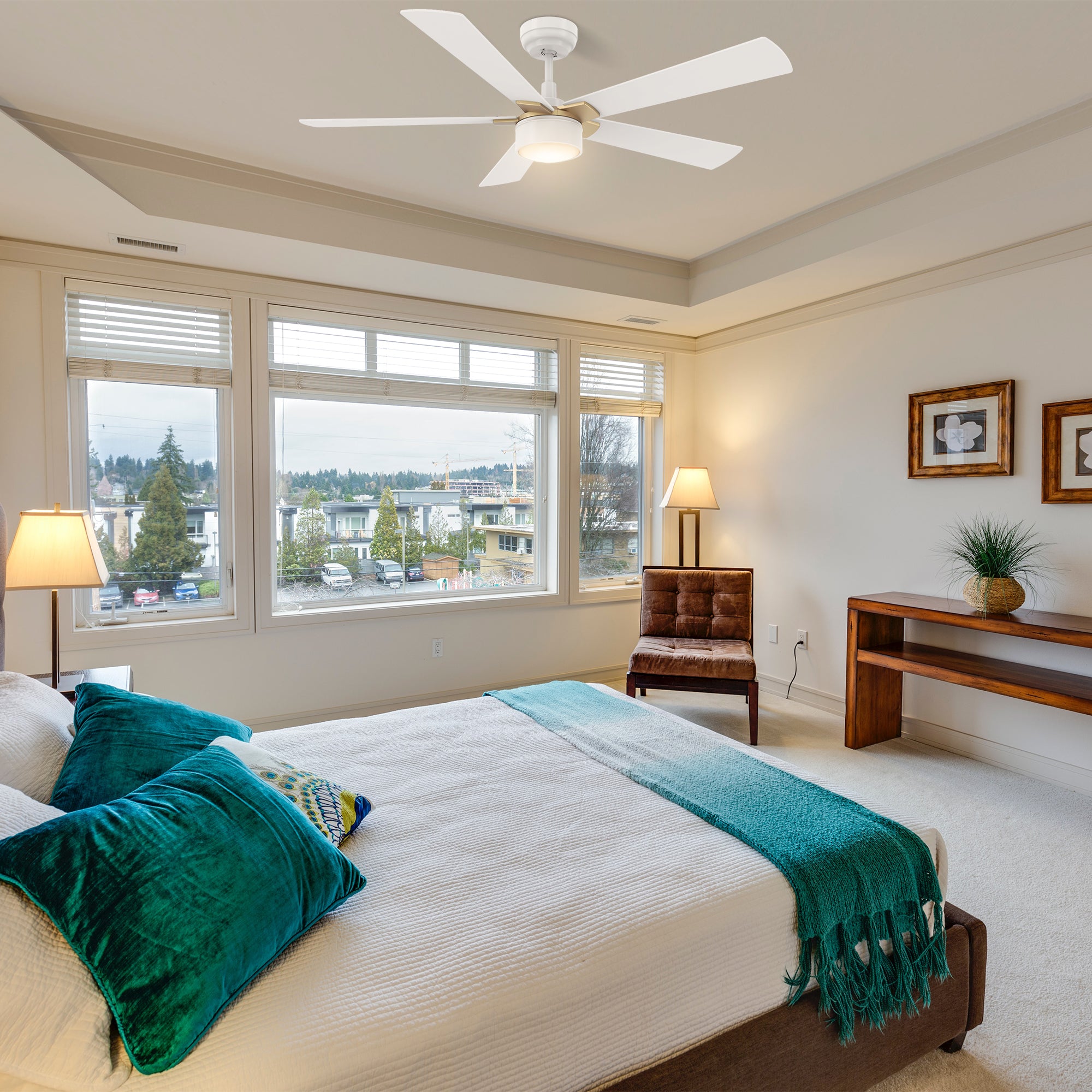 Brescia 52 Inch Smart Ceiling Fan with LED Light and Remote Control - Indoor/Outoor Use for Living Room, Bedroom, Patio, and Covered Porch