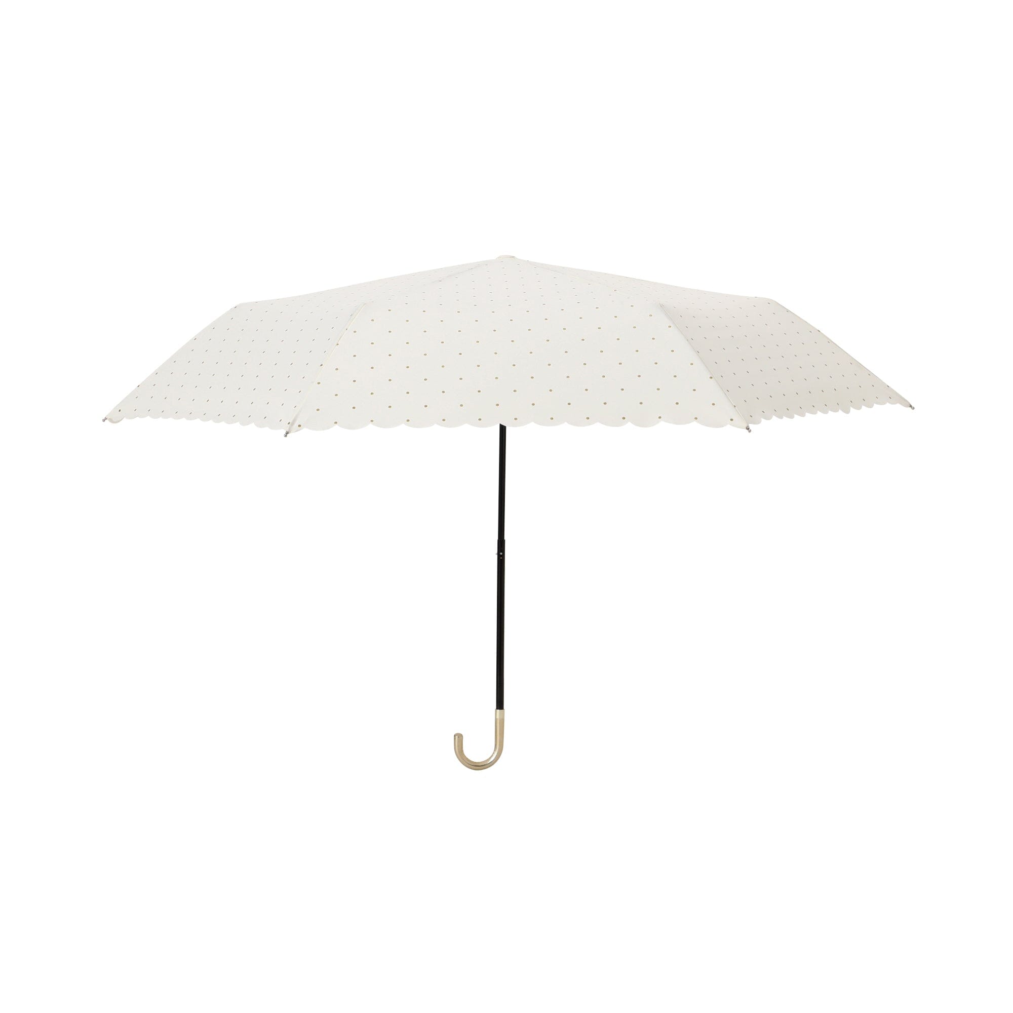 Dot Glitter Heat Cut Folding Umbrella - Stylish White Compact Travel Umbrella for Women, Rain & Sun Protection - Perfect for Commuting, Beach, and Outdoor Events