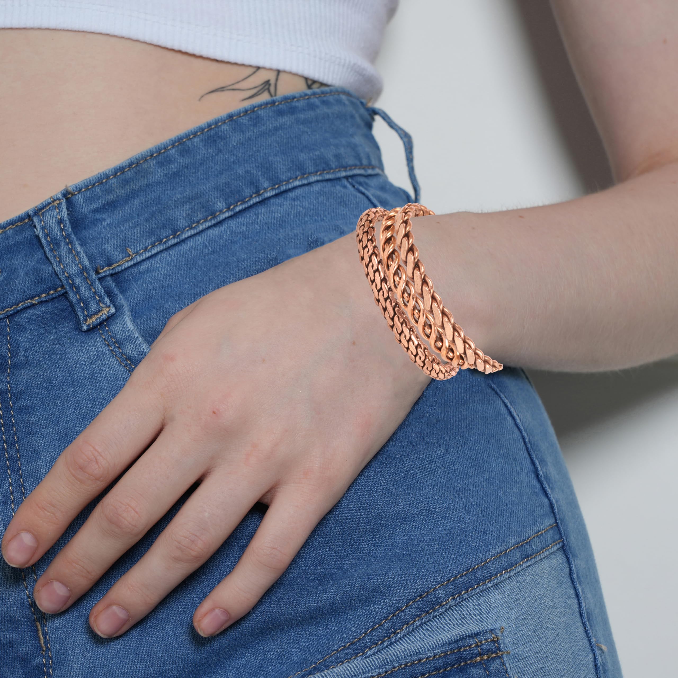 Touchstone Tibetan Style Copper Bracelet - Hand Forged Solid High Gauge Copper Cuff Jewelry for Women & Men - Multiple Design Options - Perfect for Yoga, Meditation & Spiritual Healing