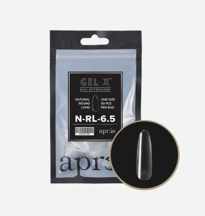 Apres Gel X Refill Tips 2.0 - 50pcs Natural Long Round Nail Extensions for Professional Salon & DIY Manicures at Home