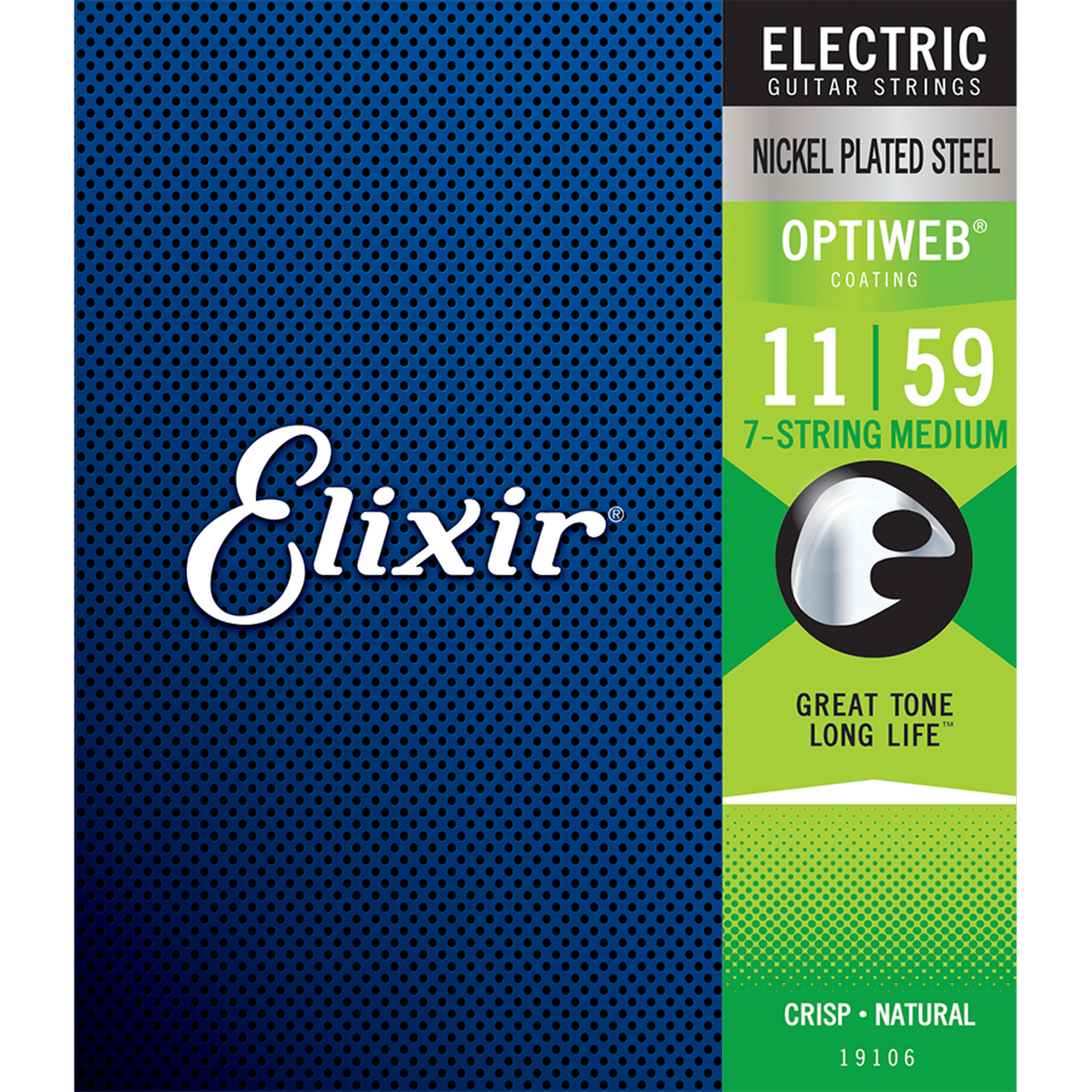 Elixir Optiweb Medium 7 String Electric Guitar Strings 11-59 Gauge - Premium Coated for Longevity & Bright Tone - Perfect for Rock, Metal & Studio Recording