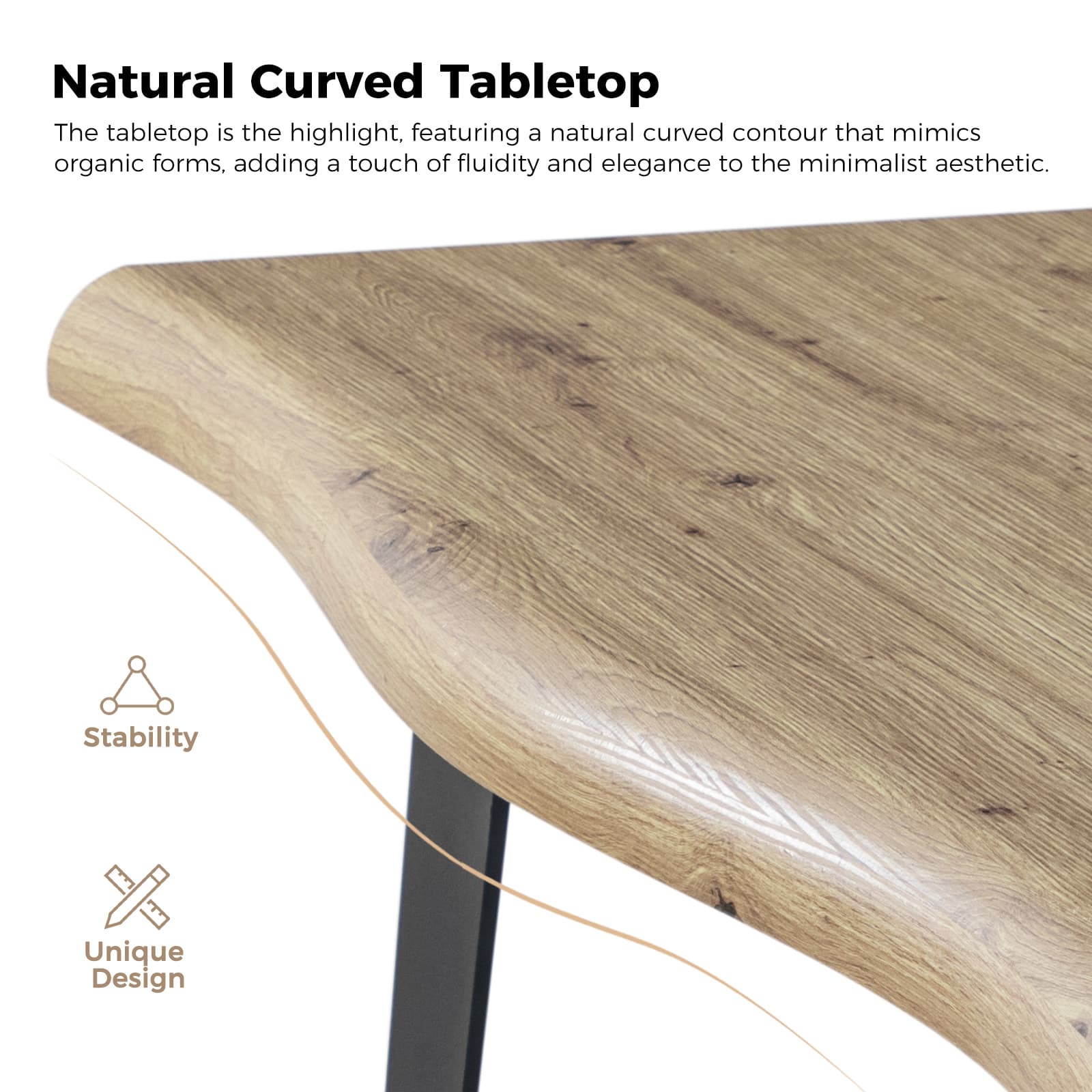 63'' Modern Minimalist Dining Table - Solid Wood Kitchen Table for Small Spaces, Farmhouse & Contemporary Dining Room Decor - Perfect for Family Meals & Dinner Parties