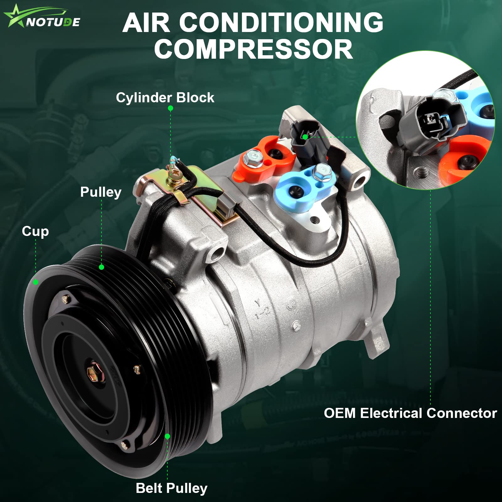2003-2007 Honda Accord 2.4L AC Compressor with Clutch - 129MM (Part# 28003C/10349951) - Replacement for Air Conditioning System - Perfect for Summer Cooling & Car AC Repair