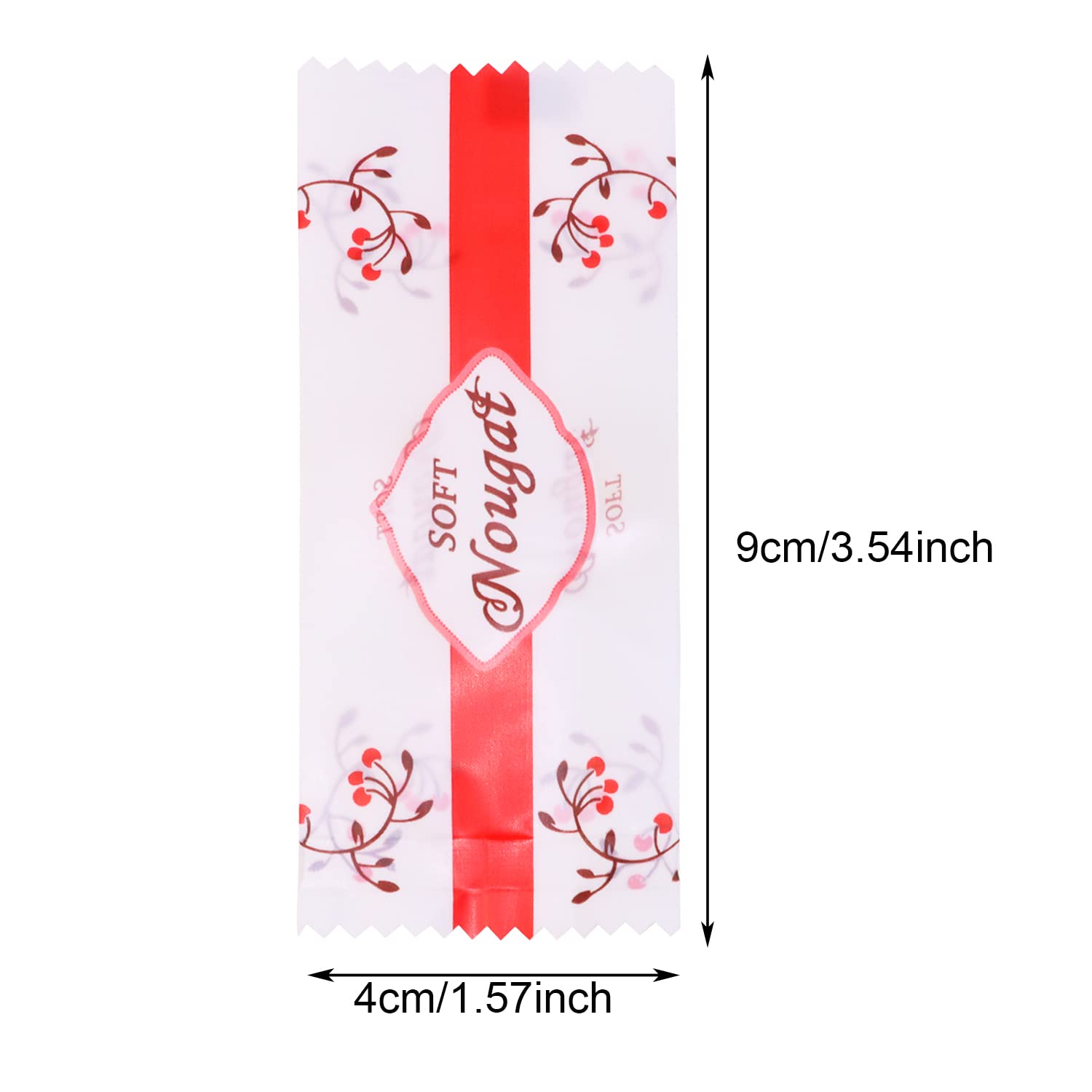 PENTA ANGEL 400Pcs Clear Plastic Nougat Candy Bags - Red Striped Christmas Candy Wrappers for Party Favors, Gift Packaging & DIY Candy Making - Perfect for Holiday Treats, Birthday Parties & Wedding Favors