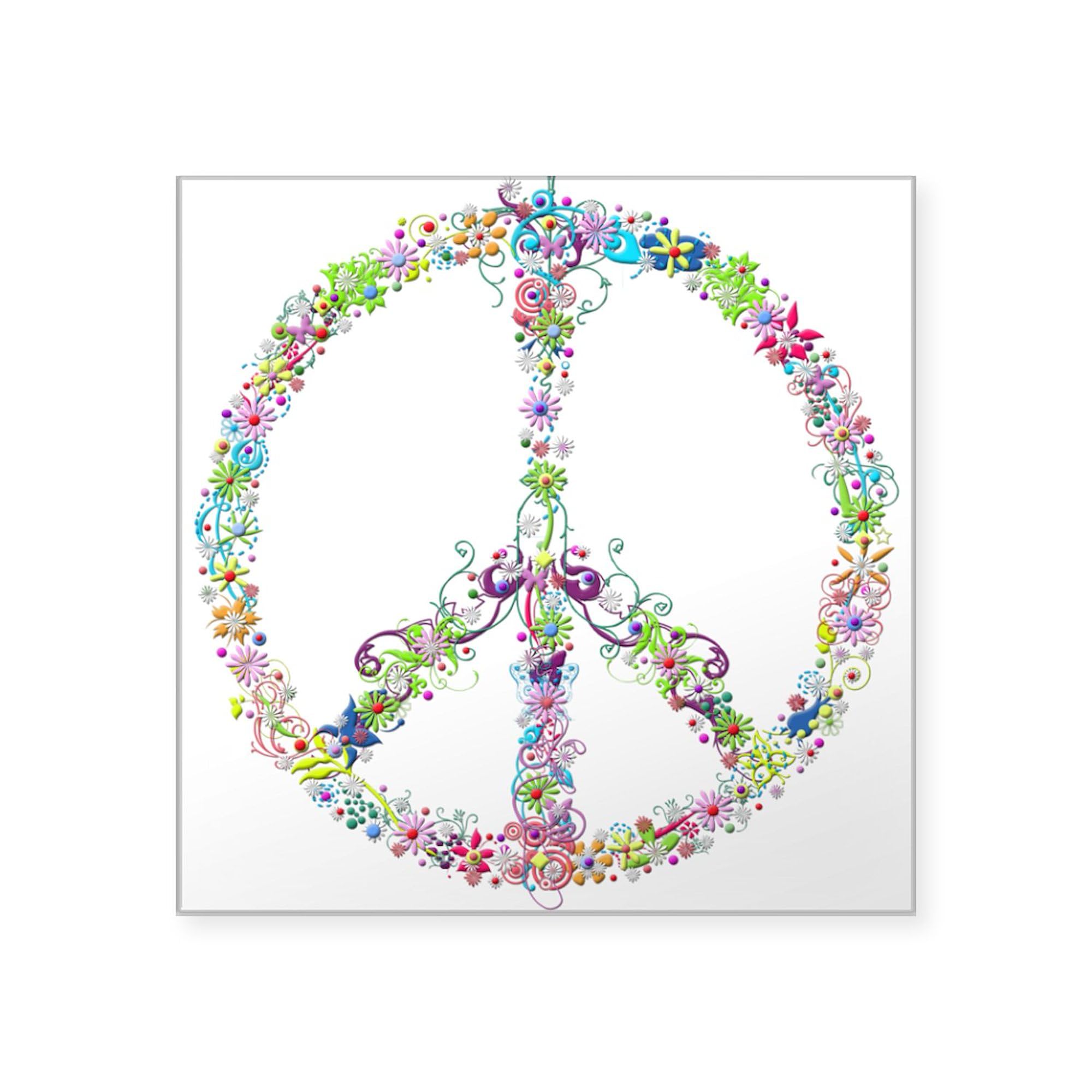 Peace of Flowers Sticker - Square Bumper Decal for Cars, Windows & Laptops - Waterproof Vinyl Sticker for Outdoor Use - Perfect for Car Decoration, Laptop Customization & Wall Art