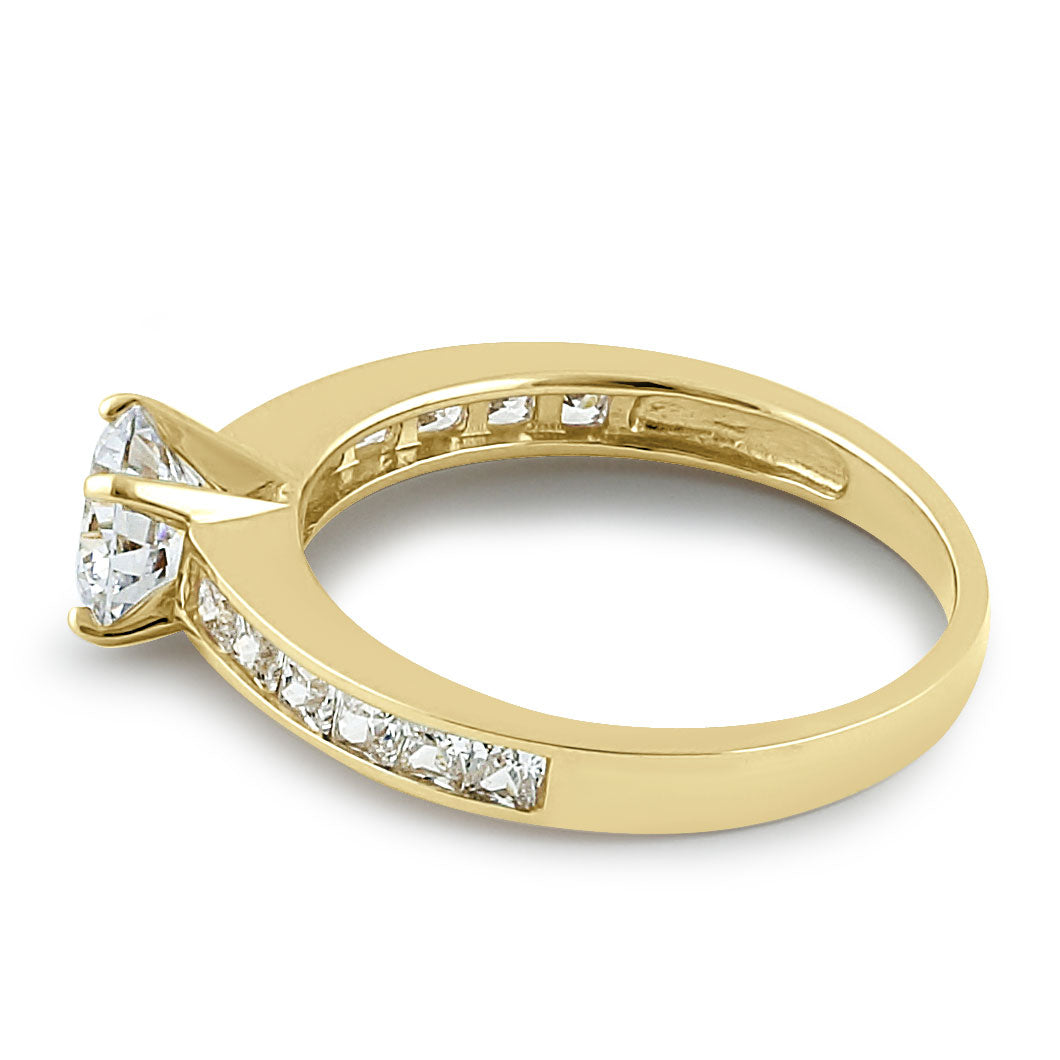 14K Yellow Gold Round 6mm Cubic Zirconia Engagement Ring for Women - Classic Solitaire Wedding Band, Anniversary Gift, Promise Ring for Her - Perfect for Proposals, Bridal Jewelry & Special Occasions