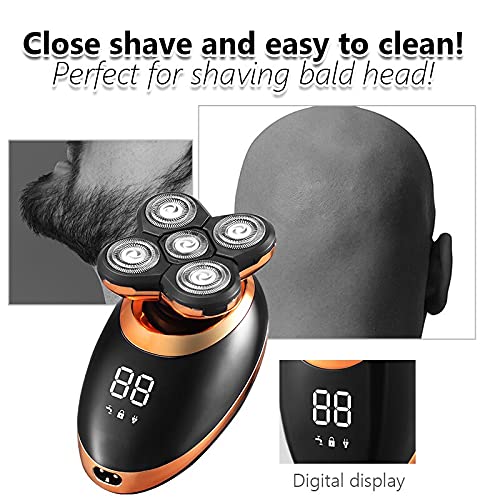Premium 5D Electric Head Shaver for Bald Men - 5 Floating Blades, Beard & Nose Hair Trimmer with LCD Display (Silver, Package A) - Perfect for Home, Travel & Gym Grooming