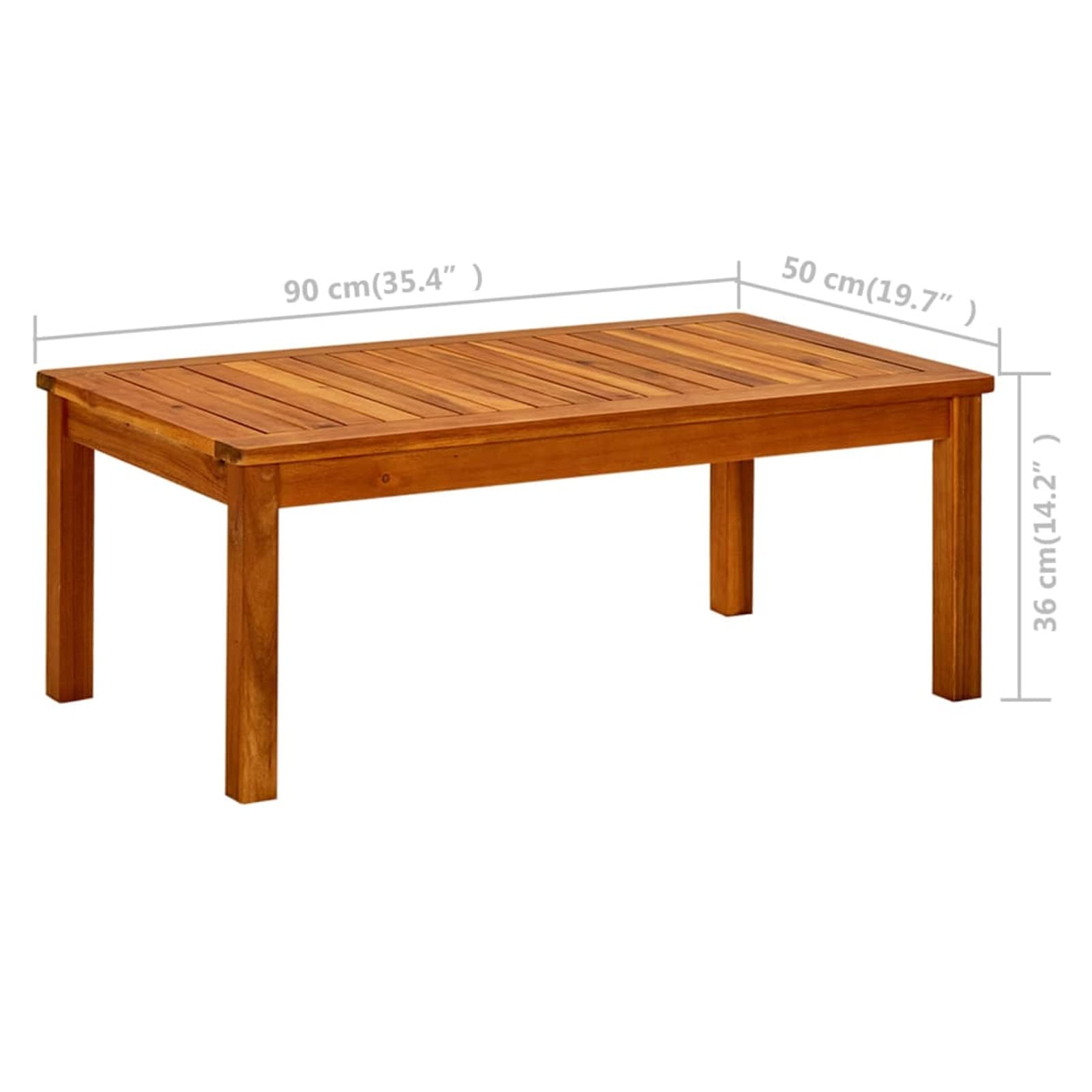 Premium Acacia Wood Outdoor Coffee Table - 35.4