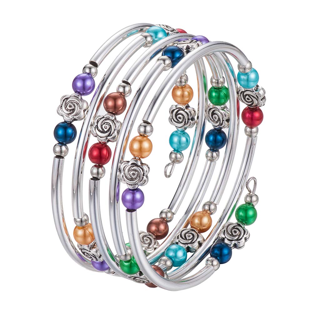 BULINLIN Rose Beaded Bracelet with Natural Agate Stone - Elegant Wrap Bangle Jewelry for Women | Perfect Gift for Birthday, Anniversary & Special Occasions