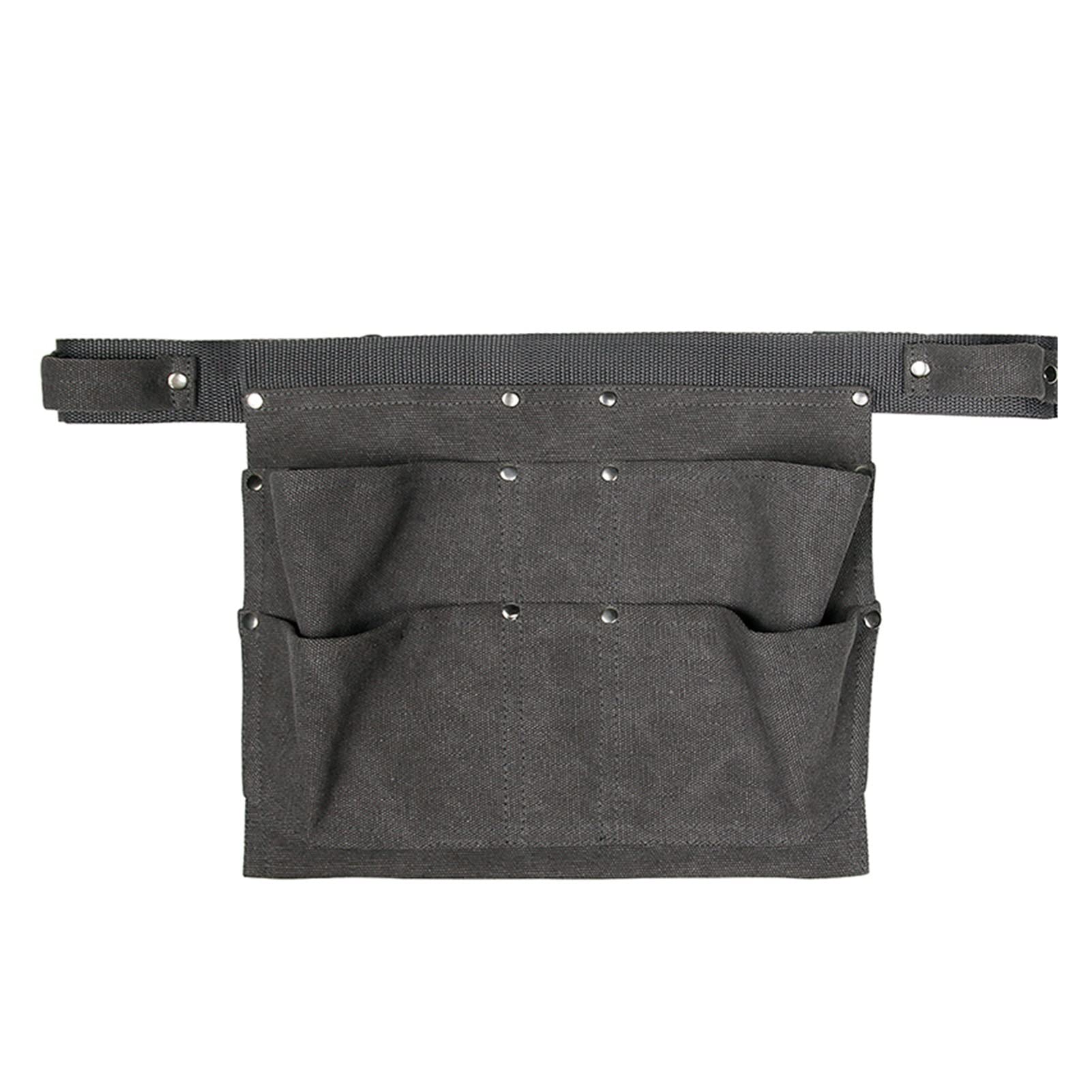 Heavy Duty 4-Pocket Adjustable Canvas Tool Belt Bag - Hammer Holder & Waist Pouch (29.5 x 22cm, Khaki) - Perfect for Construction, Carpentry, DIY Projects and Home Repairs