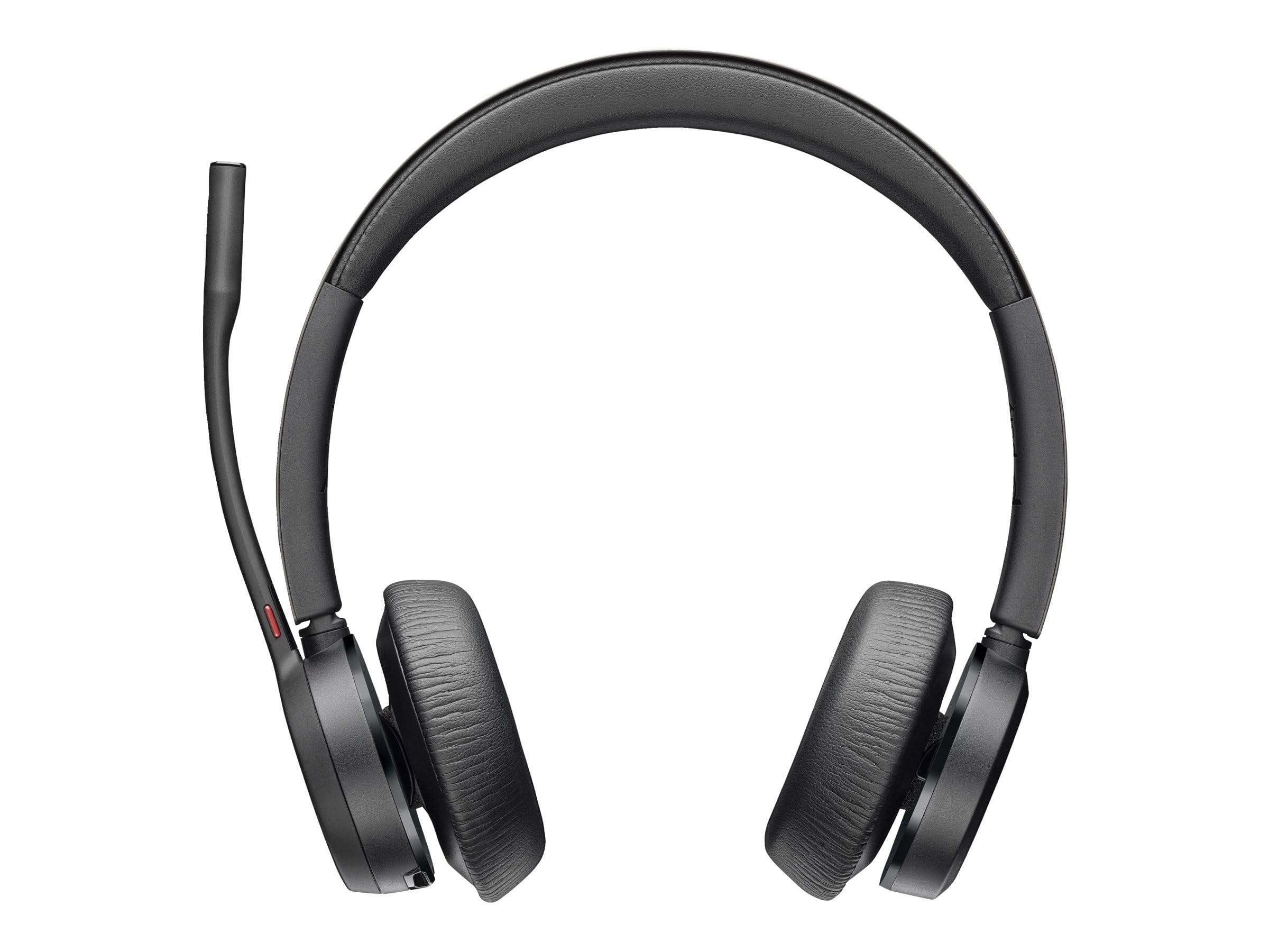 Poly Voyager 4320 UC Wireless Headset with Charge Stand - Bluetooth Headphones with Boom Mic for PC, Mac & Mobile - USB-A Adapter Included - Ideal for Teams, Zoom Calls & Remote Work